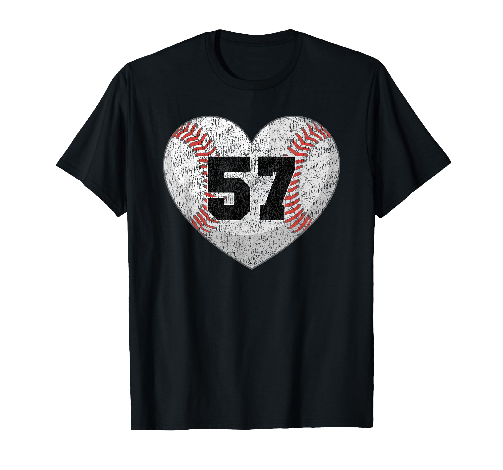 Baseball Number 57 Distressed T-Shirt - Casual Everyday Wear Men Women - T-Shirt, Sweatshirt, Hoodie