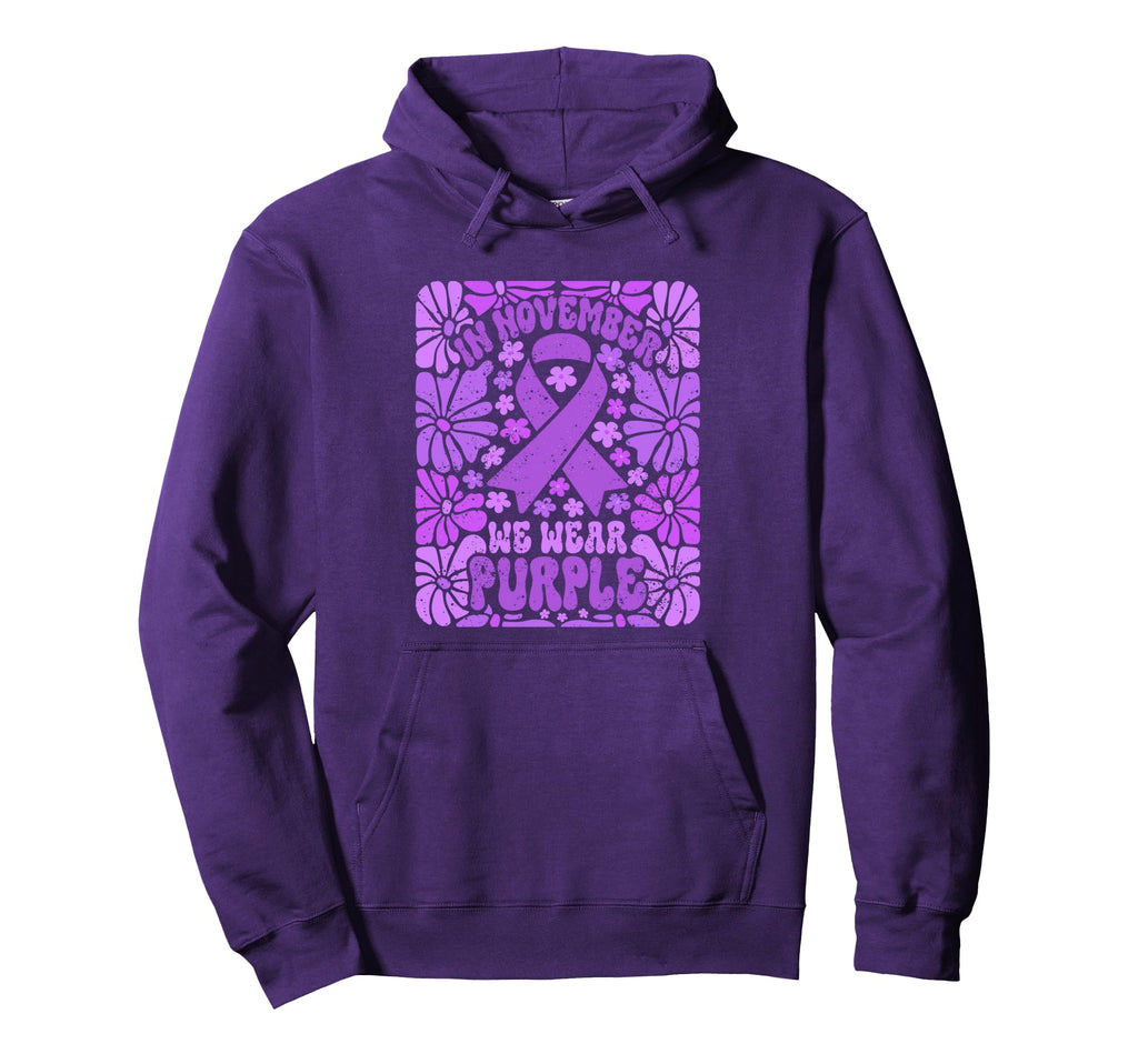 November We Wear Purple Pancreatic Cancer Hoodie - Novelty Apparel Unisex - T-Shirt, Sweatshirt, Hoodie