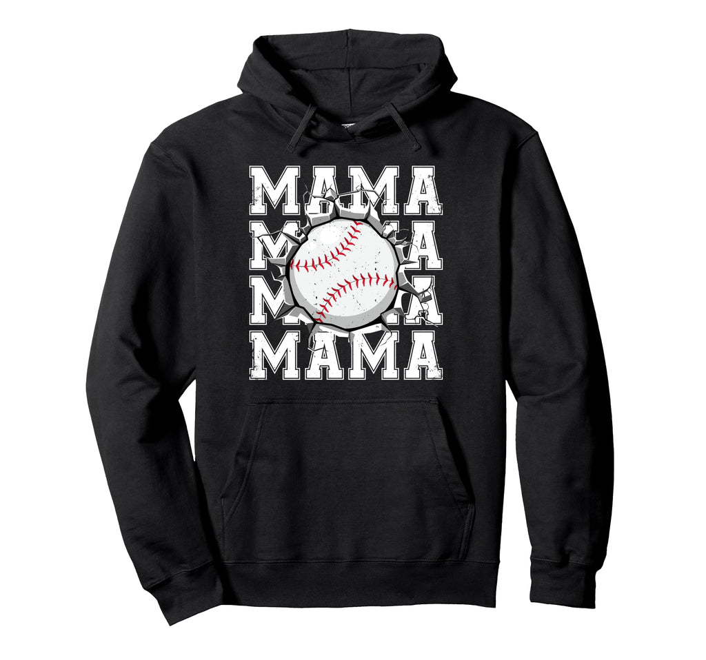 Baseball Mama Cracked Wall Family Hoodie - Graphic Print Men Women - T-Shirt, Sweatshirt, Hoodie