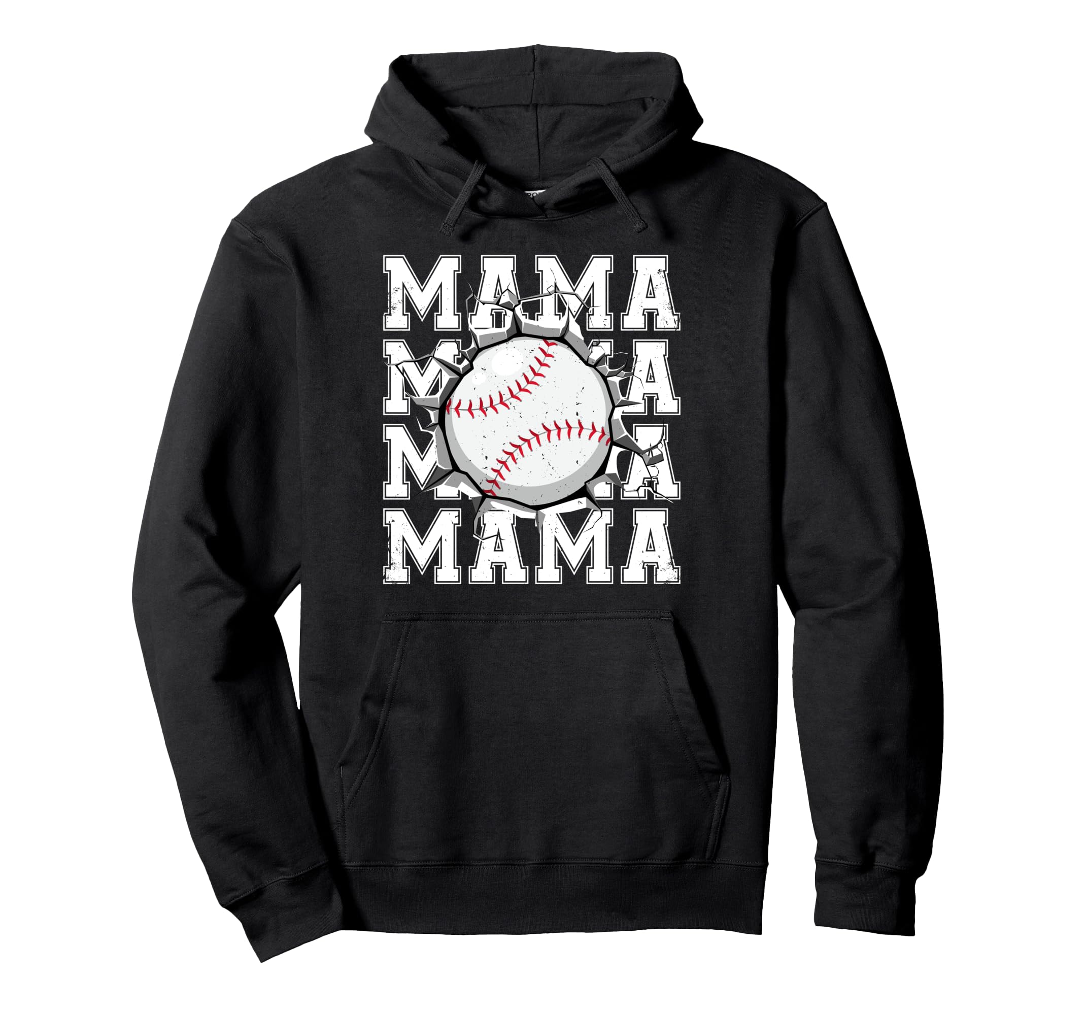 Baseball Mama Cracked Wall Family Hoodie - Graphic Print Men Women - T-Shirt, Sweatshirt, Hoodie