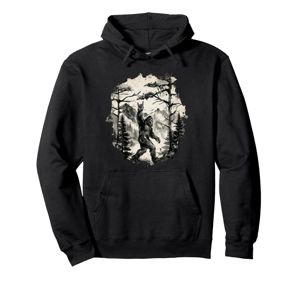 Rock Bigfoot Sasquatch Rock And Roll Hoodie - Fun Novelty Design Men Women - T-Shirt, Sweatshirt, Hoodie