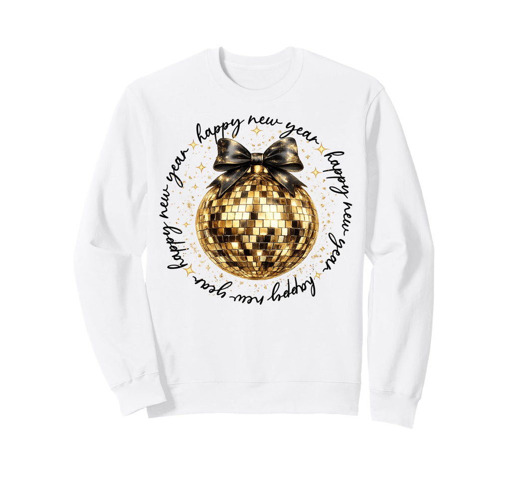 Nye Disco Ball Luxury Golden Happy Sweatshirt - Graphic Print for Adults - T-Shirt, Sweatshirt, Hoodie