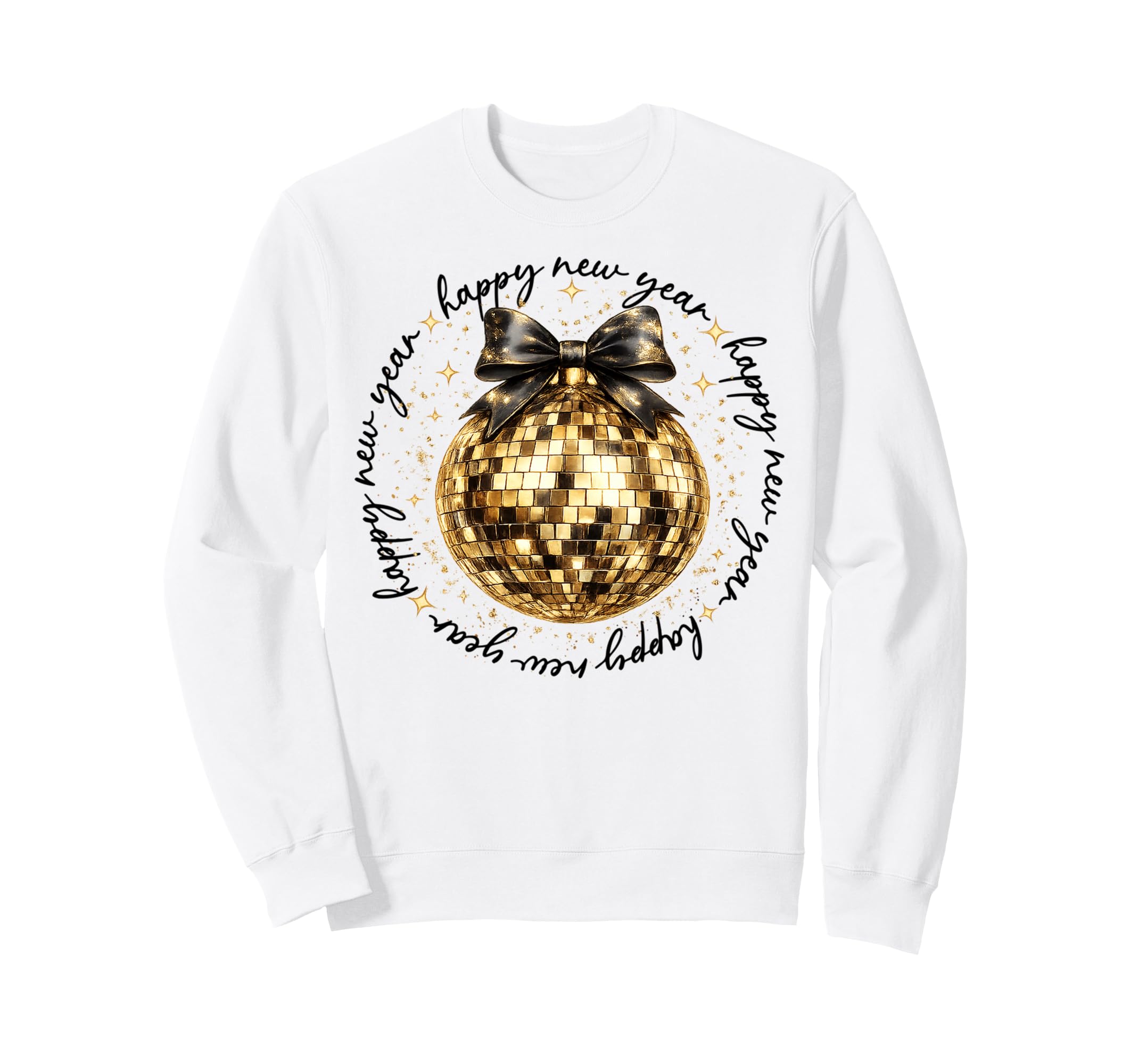 Nye Disco Ball Luxury Golden Happy Sweatshirt - Graphic Print for Adults - T-Shirt, Sweatshirt, Hoodie