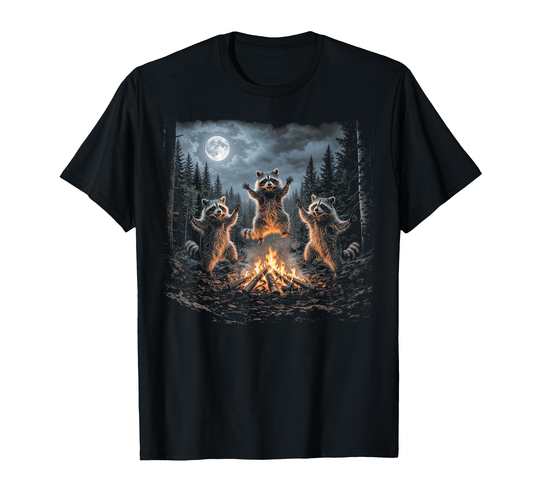 Raccoon Bonfire Campfire 90S T-Shirt - Casual Everyday Wear for Adults - T-Shirt, Sweatshirt, Hoodie