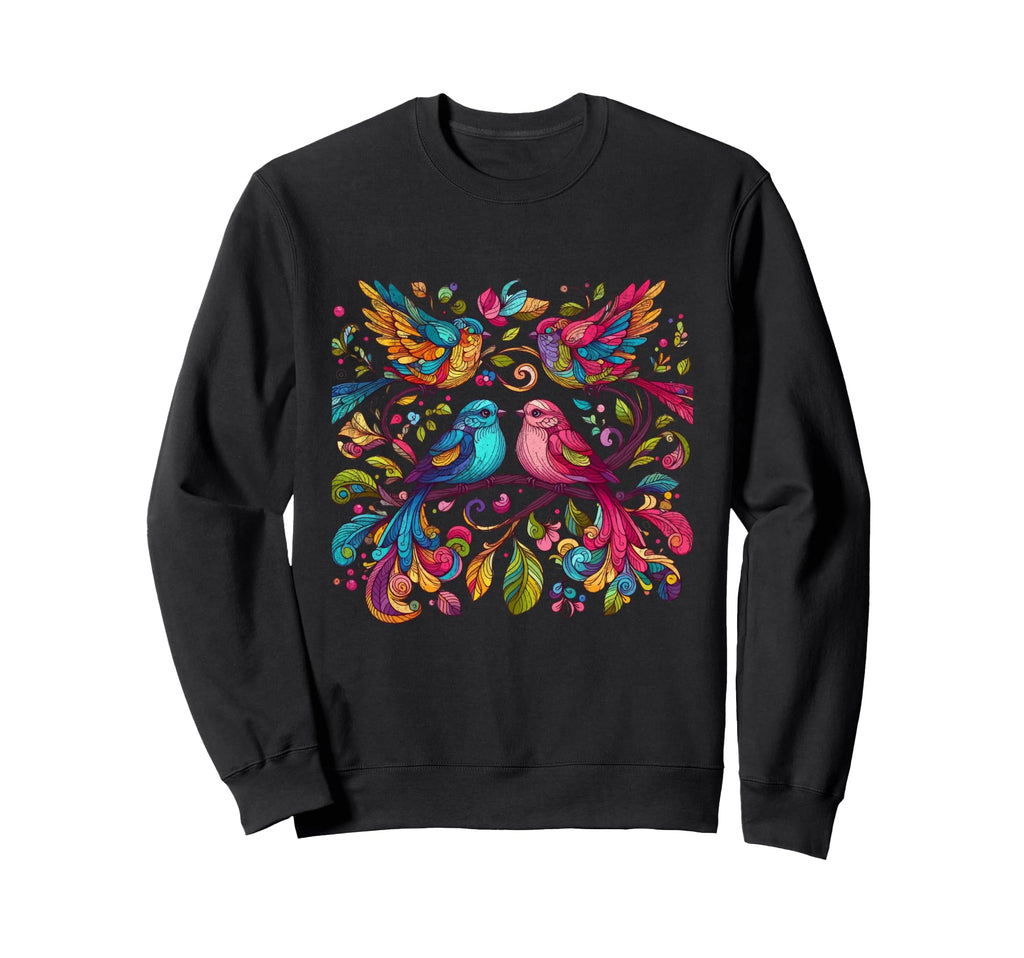 Love Birds Boho Flower Watercolor Bird Sweatshirt - Trendy Graphic Unisex - T-Shirt, Sweatshirt, Hoodie