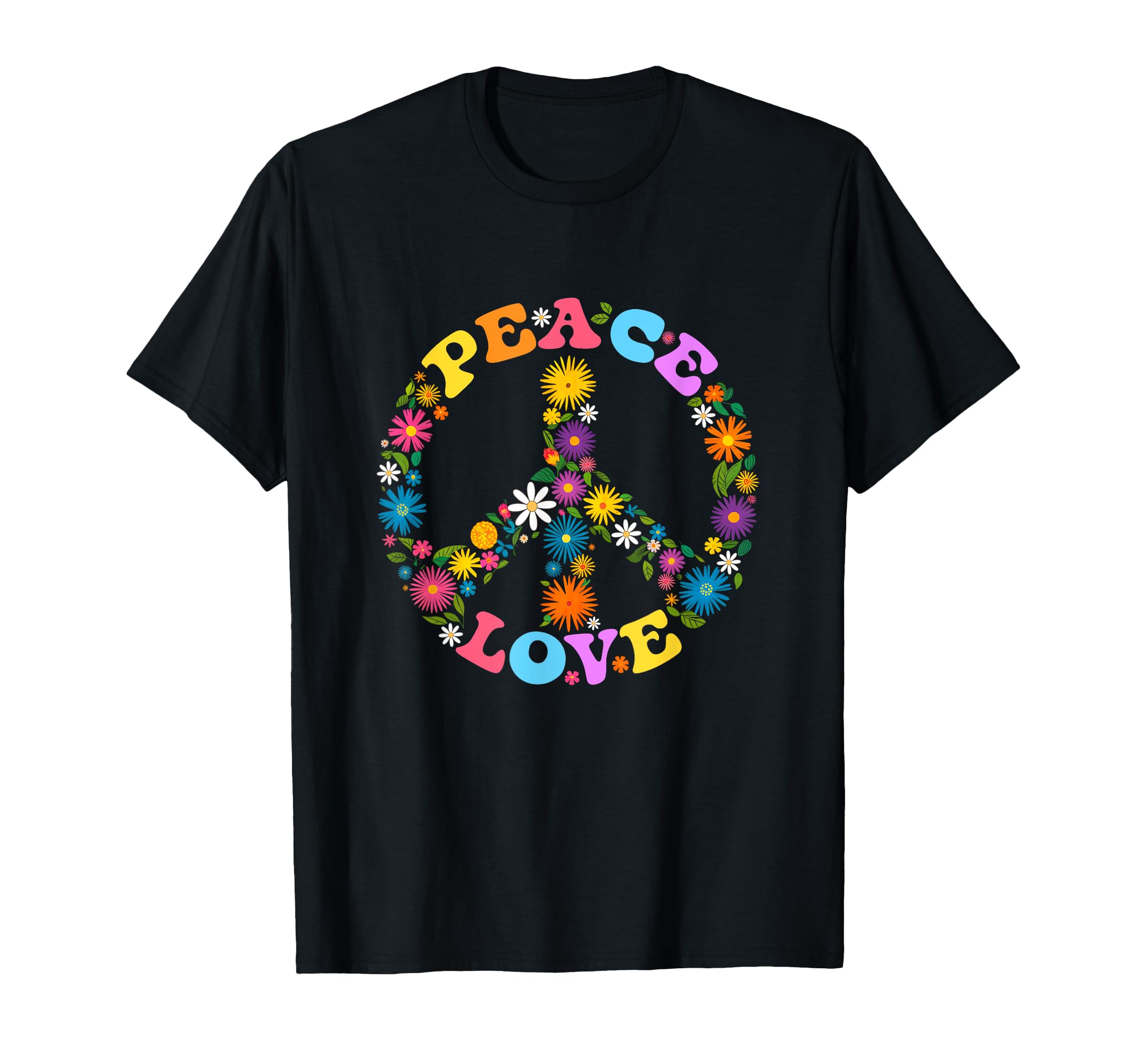 Peace Sign Love Flower 60S 70S Tie T-Shirt - Aesthetic Graphic Men Women - T-Shirt, Sweatshirt, Hoodie