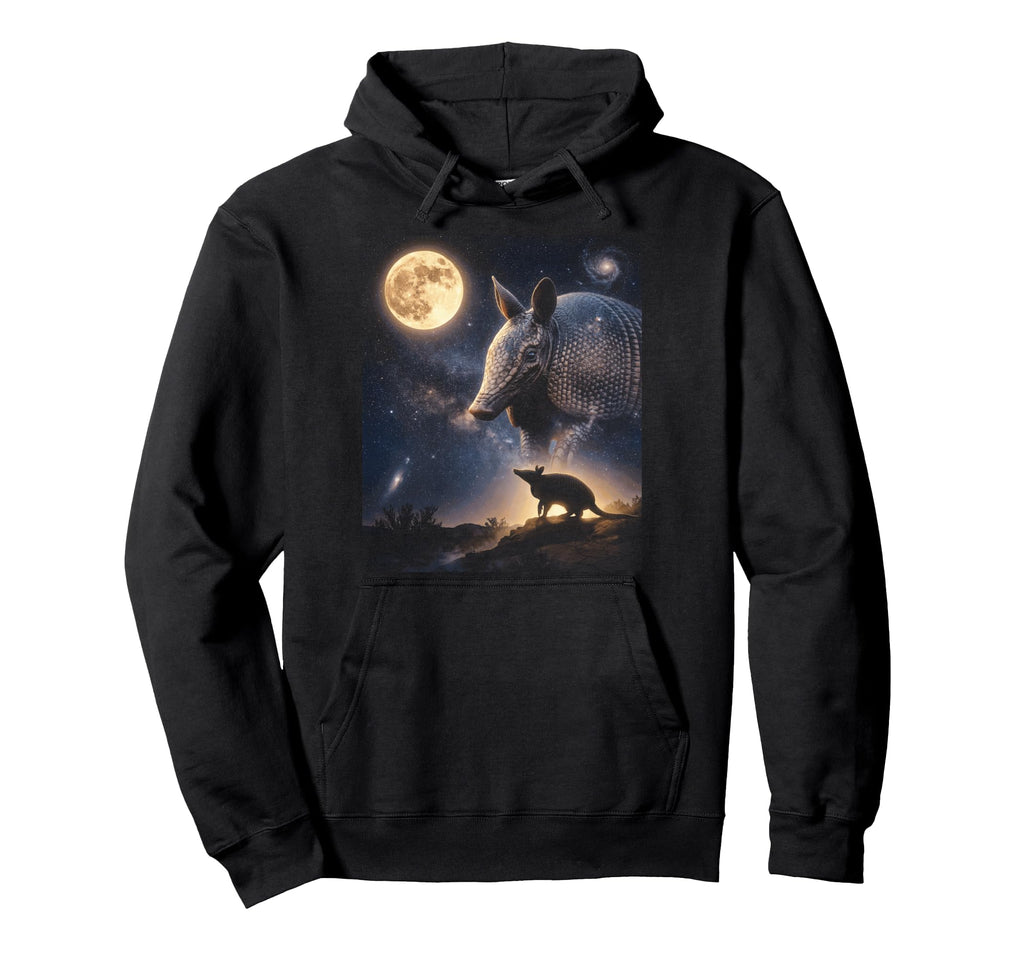 Howling Armadillo Full Moon Starry Night Hoodie - Minimalist Print Unisex - T-Shirt, Sweatshirt, Hoodie