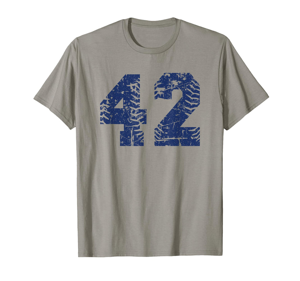 Number 42 Baseball Softball Blue Number T-Shirt - Novelty Apparel Men Women - T-Shirt, Sweatshirt, Hoodie
