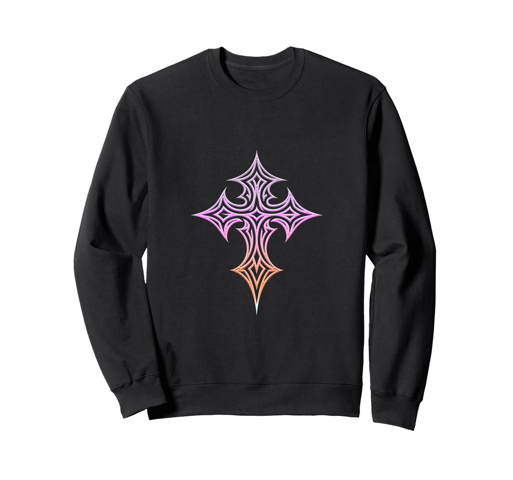 Gothic Cross Y2K Aesthetic Emo Sweatshirt - Minimalist Print for Adults - T-Shirt, Sweatshirt, Hoodie