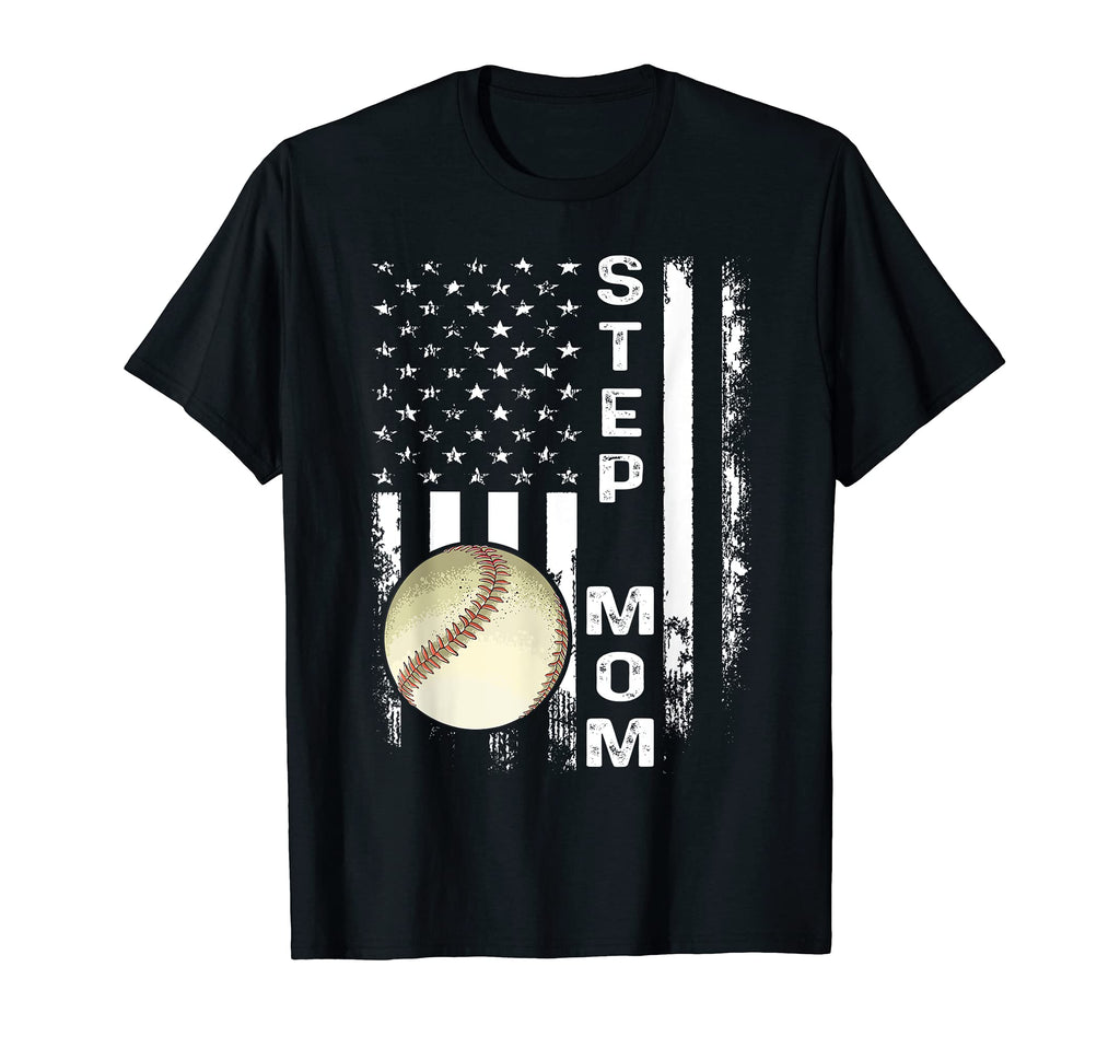 Baseball Step Mom American Flag T-Shirt - Custom Art Print Men Women - T-Shirt, Sweatshirt, Hoodie