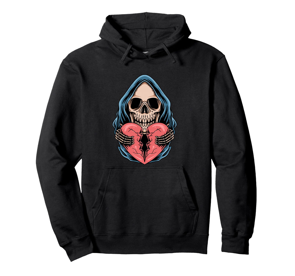 Broken Heart Death Skull Aesthetic Edgy Hoodie - Streetwear Style Unisex - T-Shirt, Sweatshirt, Hoodie