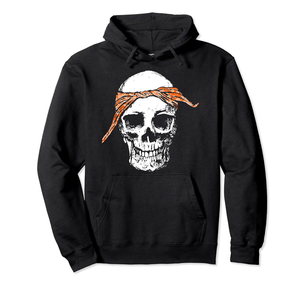 Hiphop Skull Orange Do Rag Bandana Old Hoodie - Graphic Print Men Women - T-Shirt, Sweatshirt, Hoodie