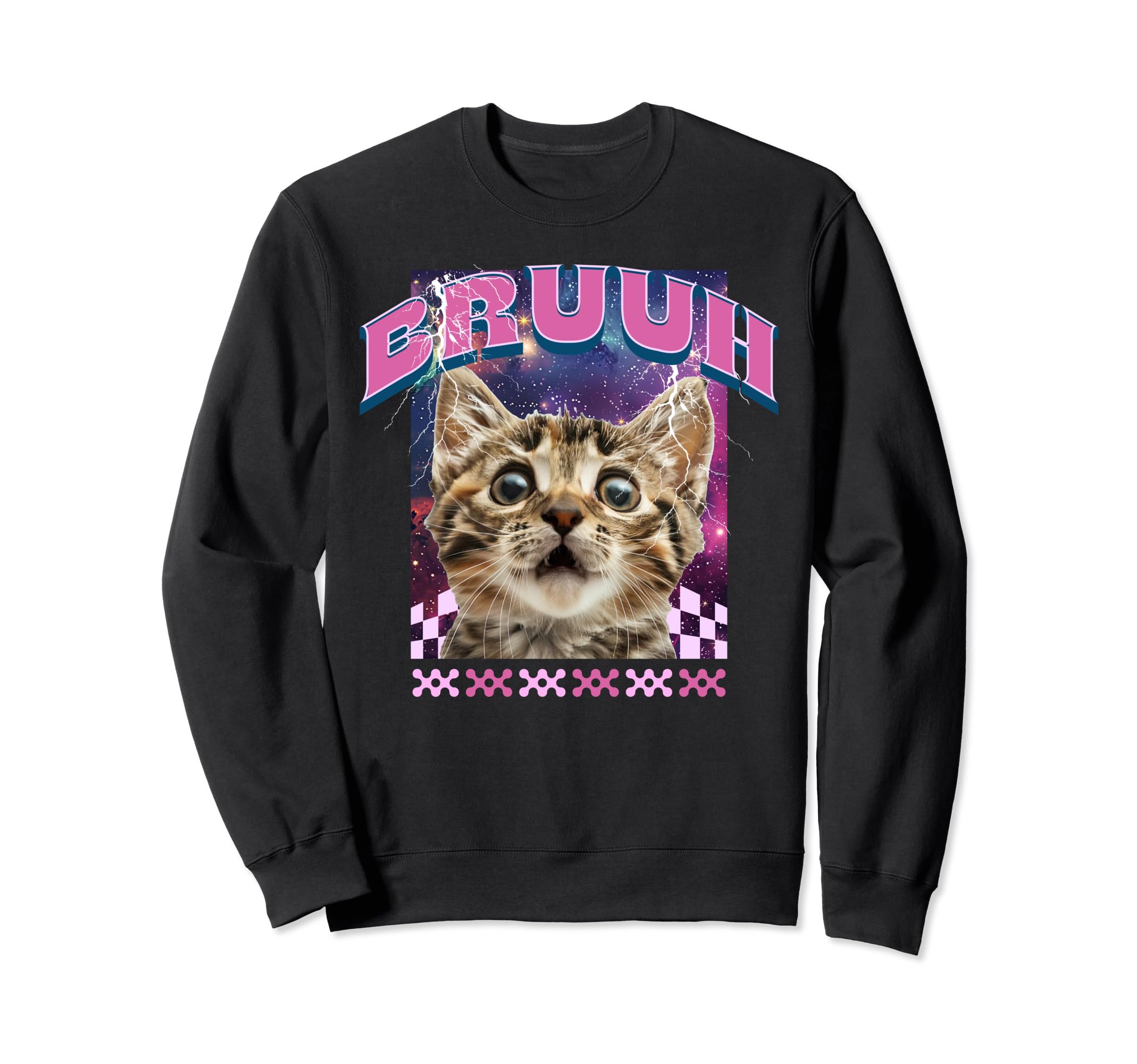 Funny Bruh Space Cat Aesthetic Y2K Sweatshirt - Graphic Print Unisex - T-Shirt, Sweatshirt, Hoodie