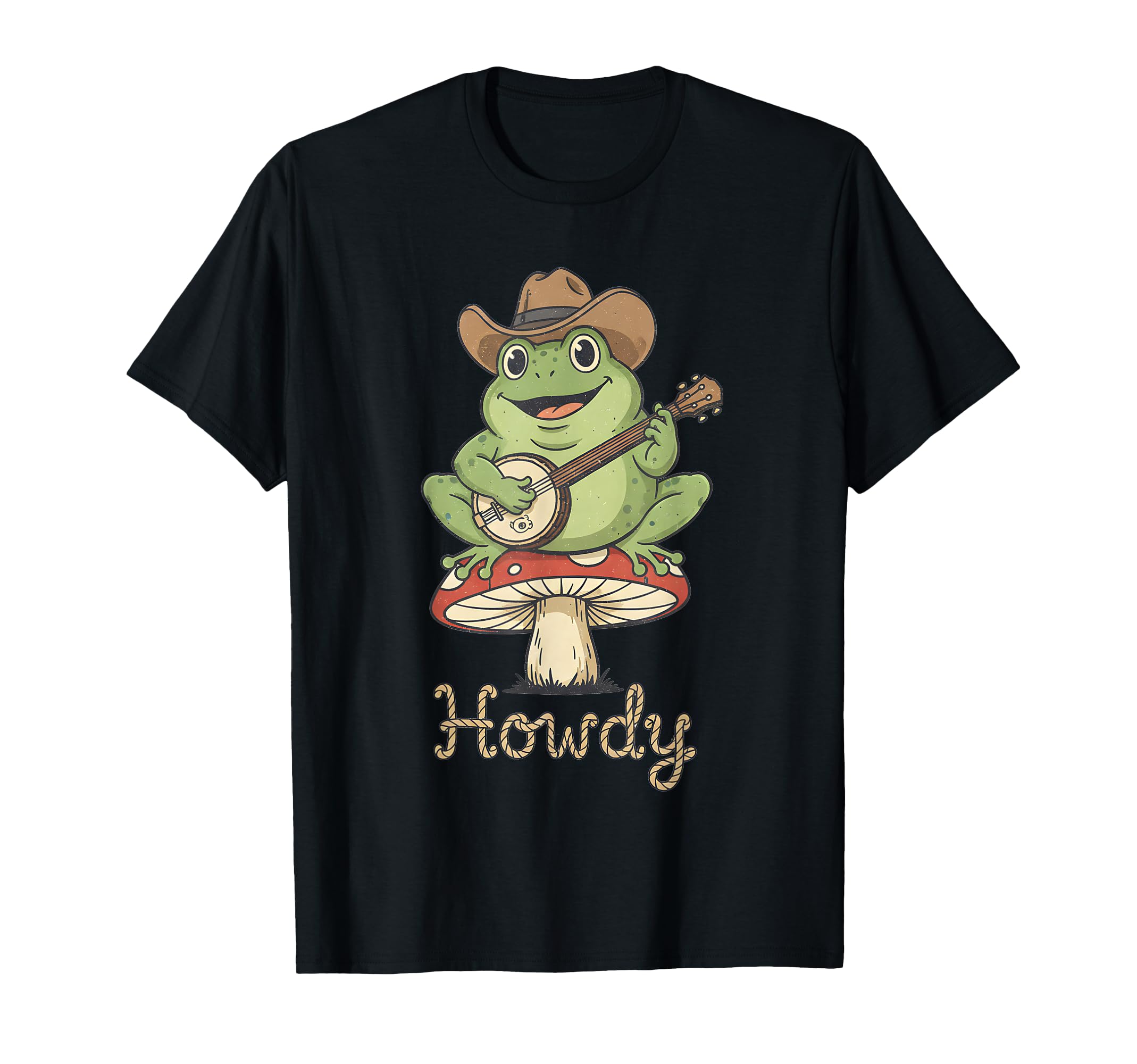 Howdy Frog Banjo Player Cowboy Hat T-Shirt - Aesthetic Graphic for Adults - T-Shirt, Sweatshirt, Hoodie