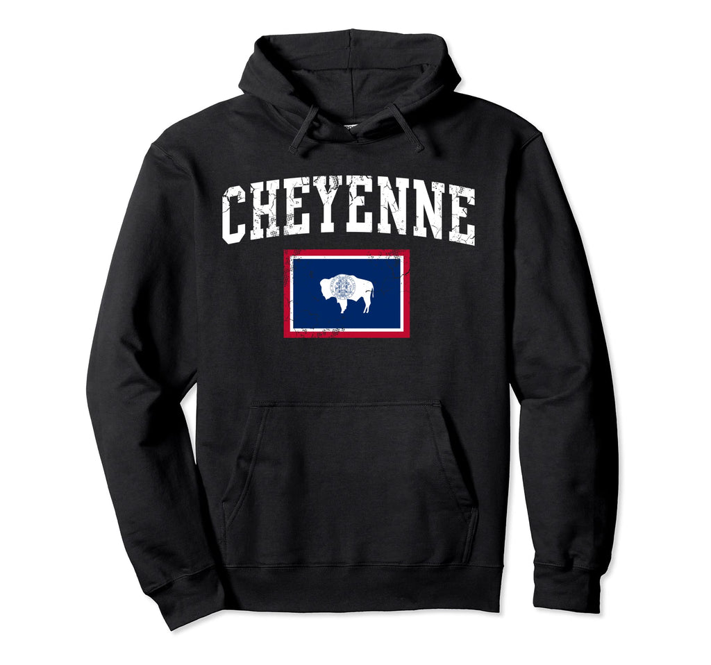 Cheyenne Wyoming Flag Distressed Fade Hoodie - Minimalist Print Unisex - T-Shirt, Sweatshirt, Hoodie