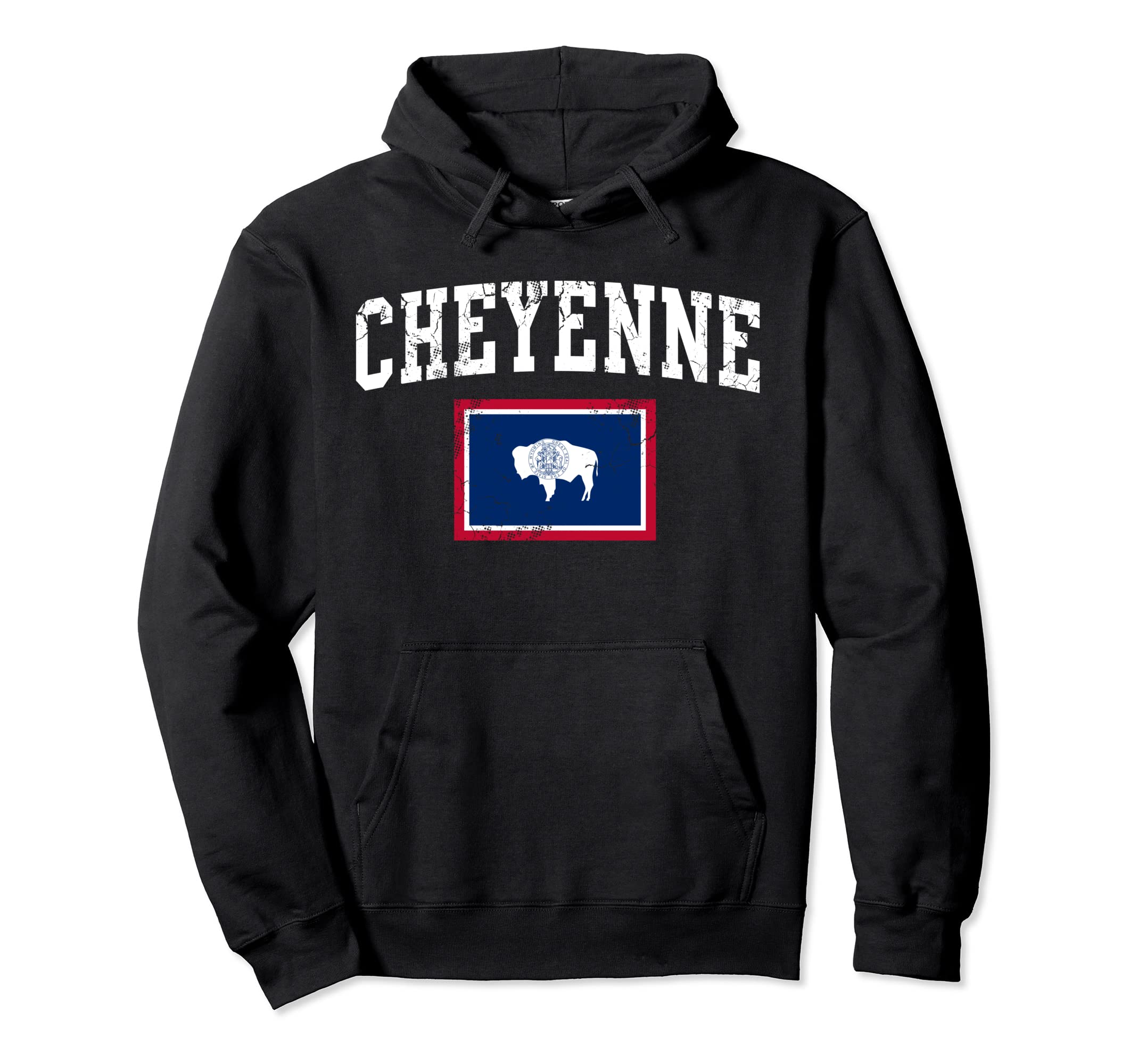 Cheyenne Wyoming Flag Distressed Fade Hoodie - Minimalist Print Unisex - T-Shirt, Sweatshirt, Hoodie