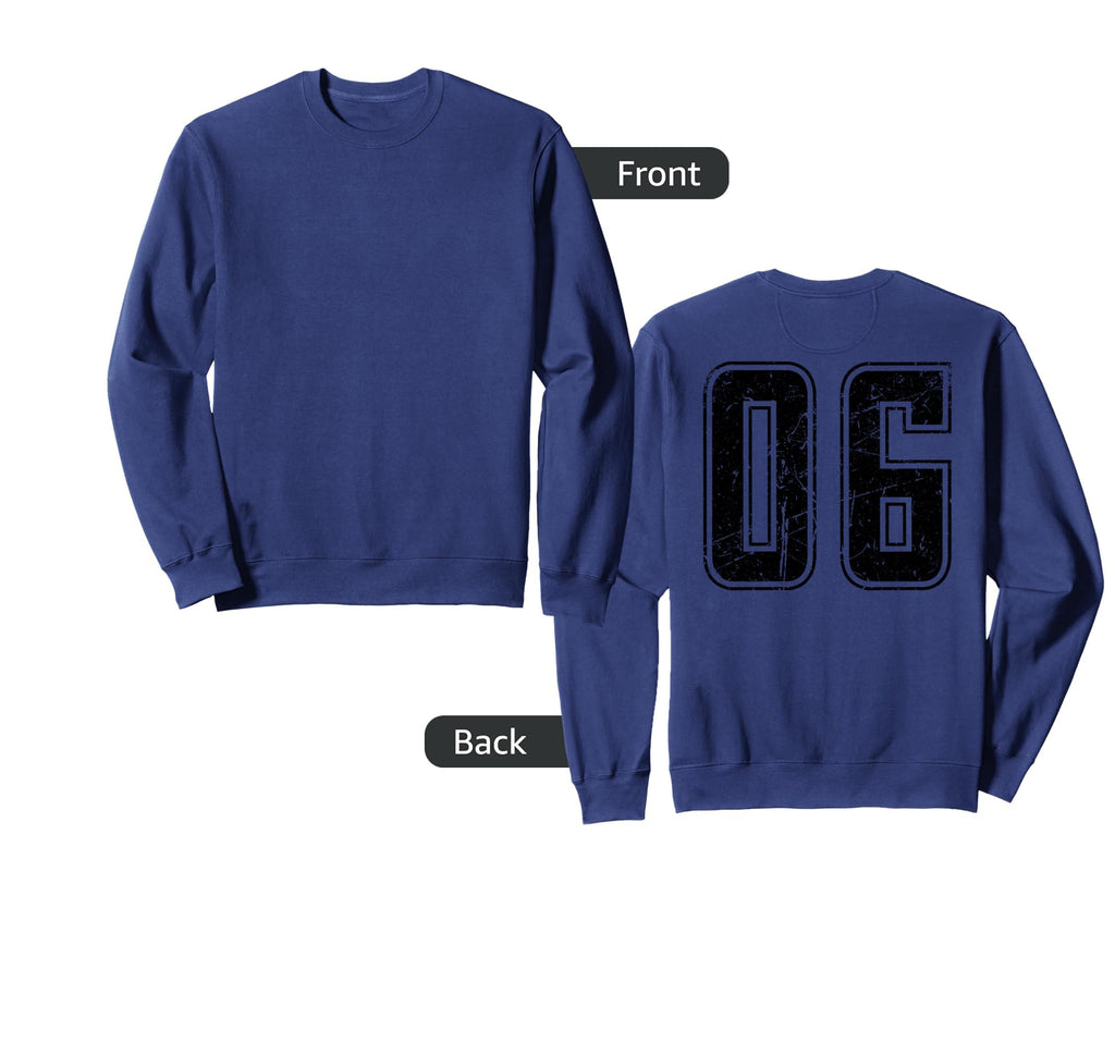 Number 06 Distressed Grunge Back Sweatshirt - Graphic Print for Adults - T-Shirt, Sweatshirt, Hoodie