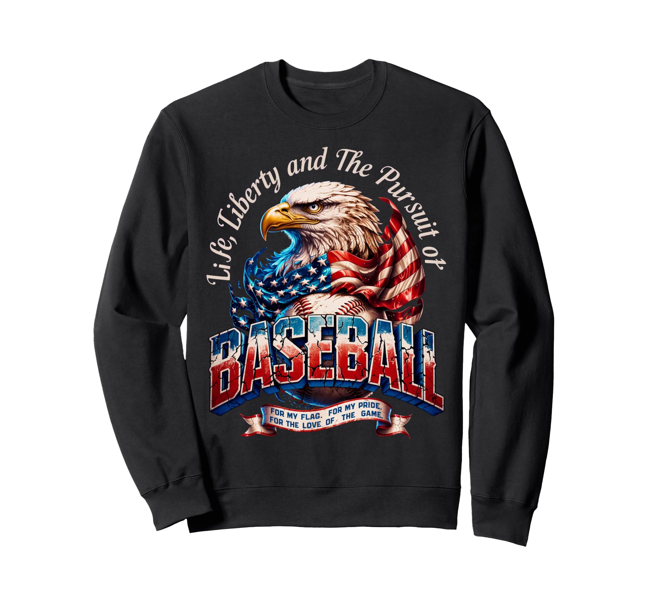 American Baseball Flag Proud Baseball Sweatshirt - Graphic Print Men Women - T-Shirt, Sweatshirt, Hoodie