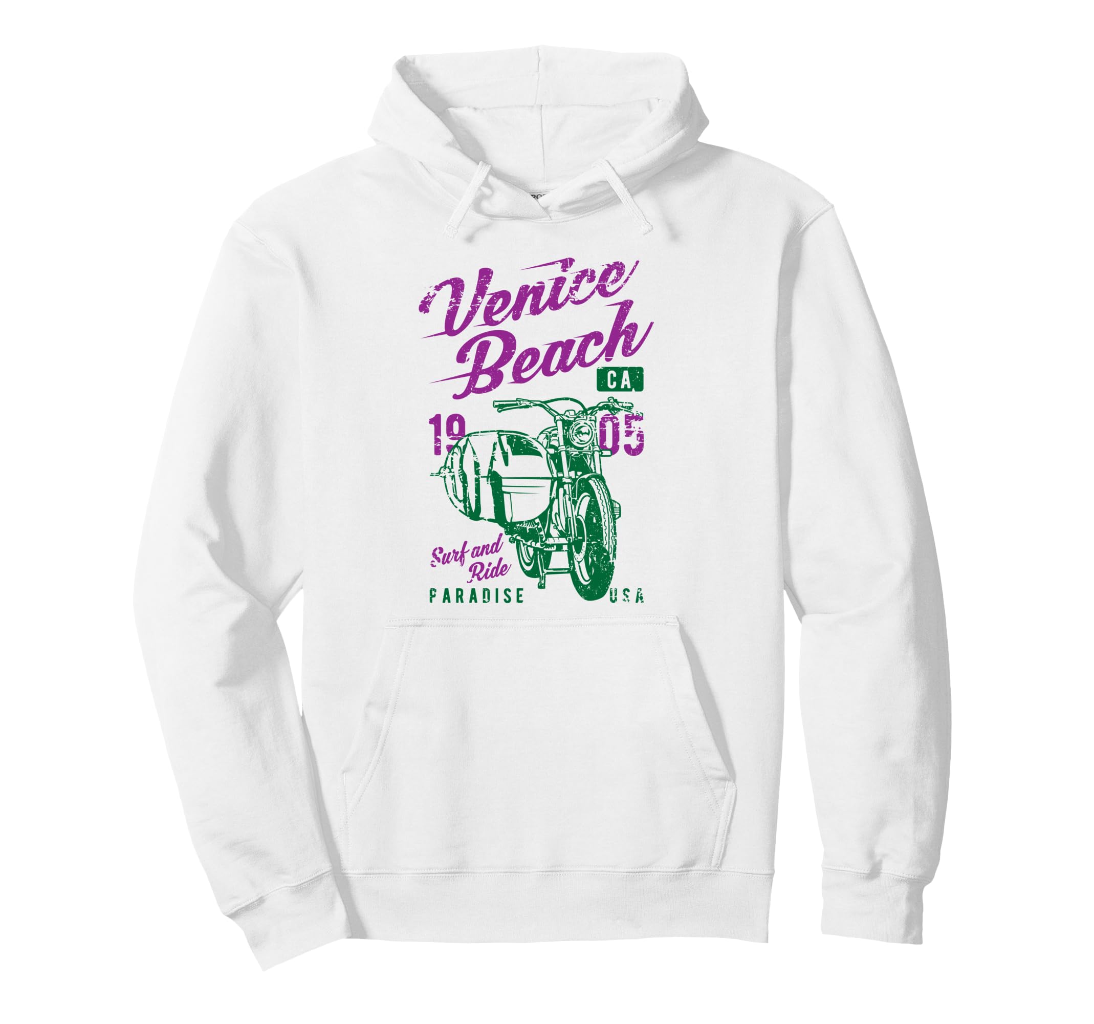 Venice Beach California Distressed Hoodie - Minimalist Print for Adults - T-Shirt, Sweatshirt, Hoodie