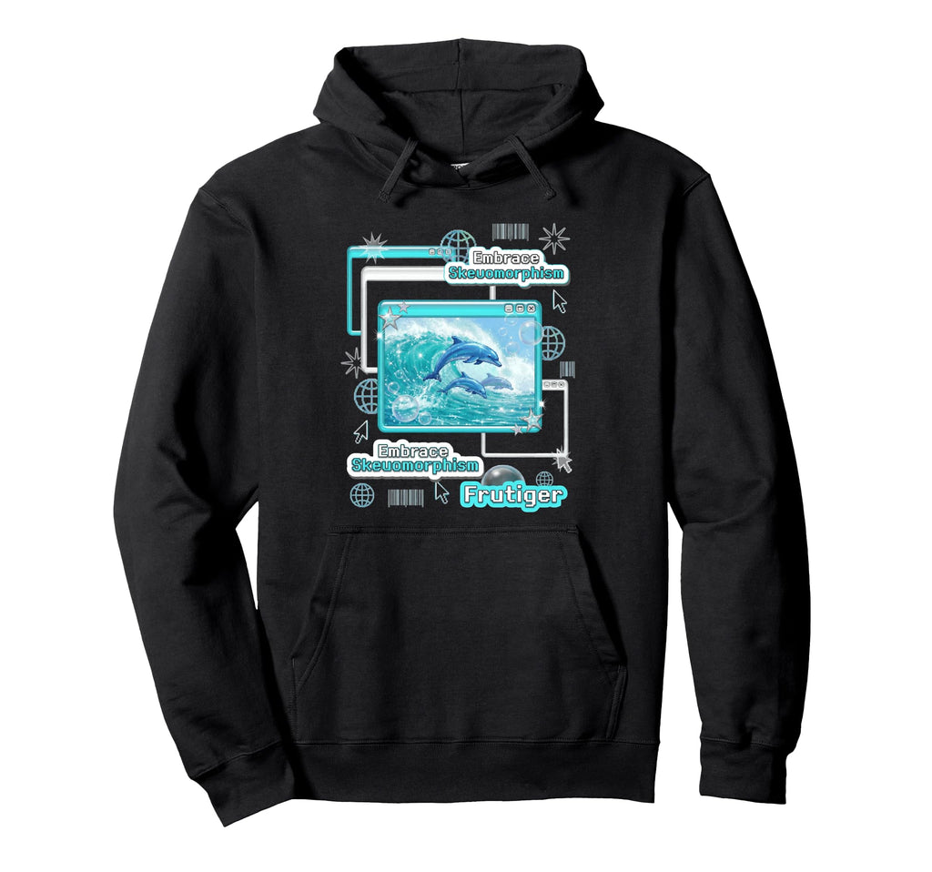Frutiger Aero Skeuomorphism Dolphins Hoodie - Custom Art Print Men Women - T-Shirt, Sweatshirt, Hoodie