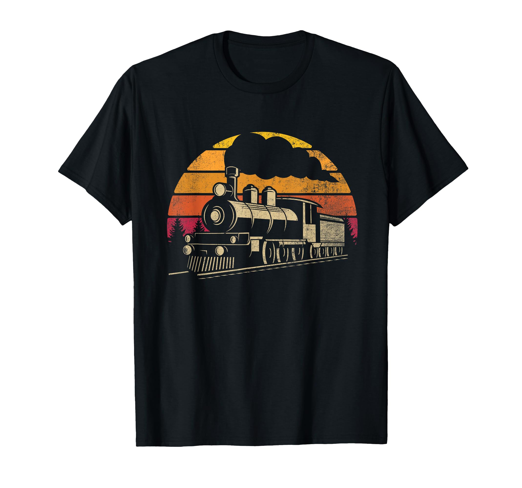 Steam Train Silhouette Sunset 80S T-Shirt - Casual Everyday Wear for Adults - T-Shirt, Sweatshirt, Hoodie