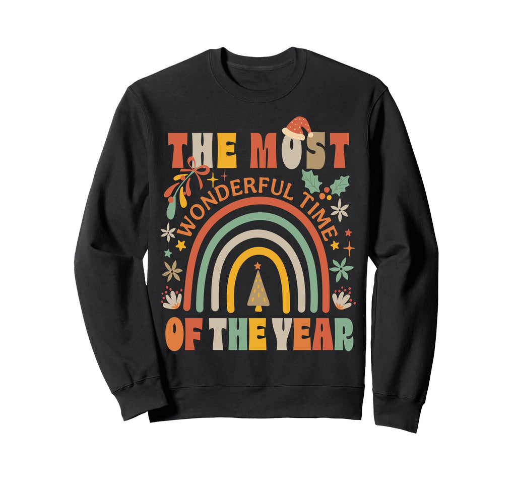 Boho Rainbow Wonderful Santa Hat Sweatshirt - Aesthetic Graphic Unisex - T-Shirt, Sweatshirt, Hoodie