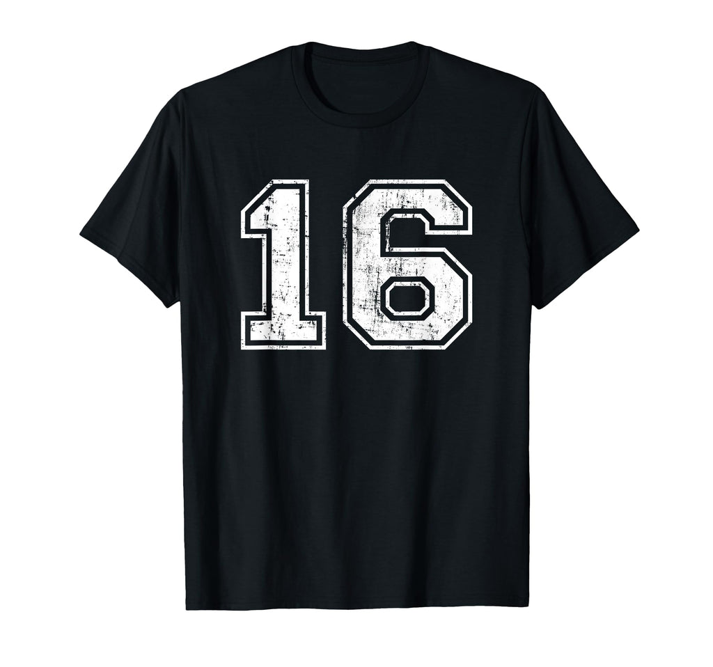 Number 16 Distressed Sixteen Sport T-Shirt - Aesthetic Graphic for Adults - T-Shirt, Sweatshirt, Hoodie