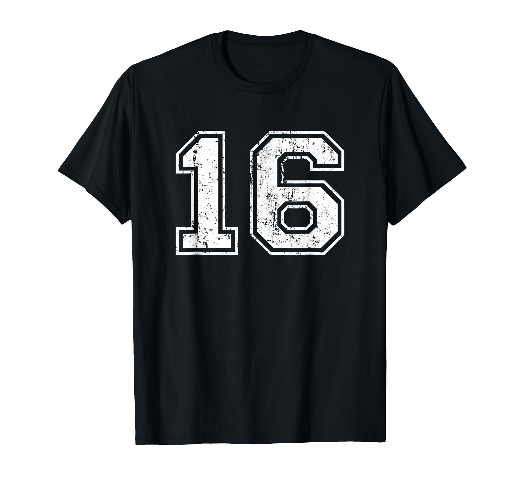 Number 16 Distressed Sixteen Sport T-Shirt - Aesthetic Graphic for Adults - T-Shirt, Sweatshirt, Hoodie