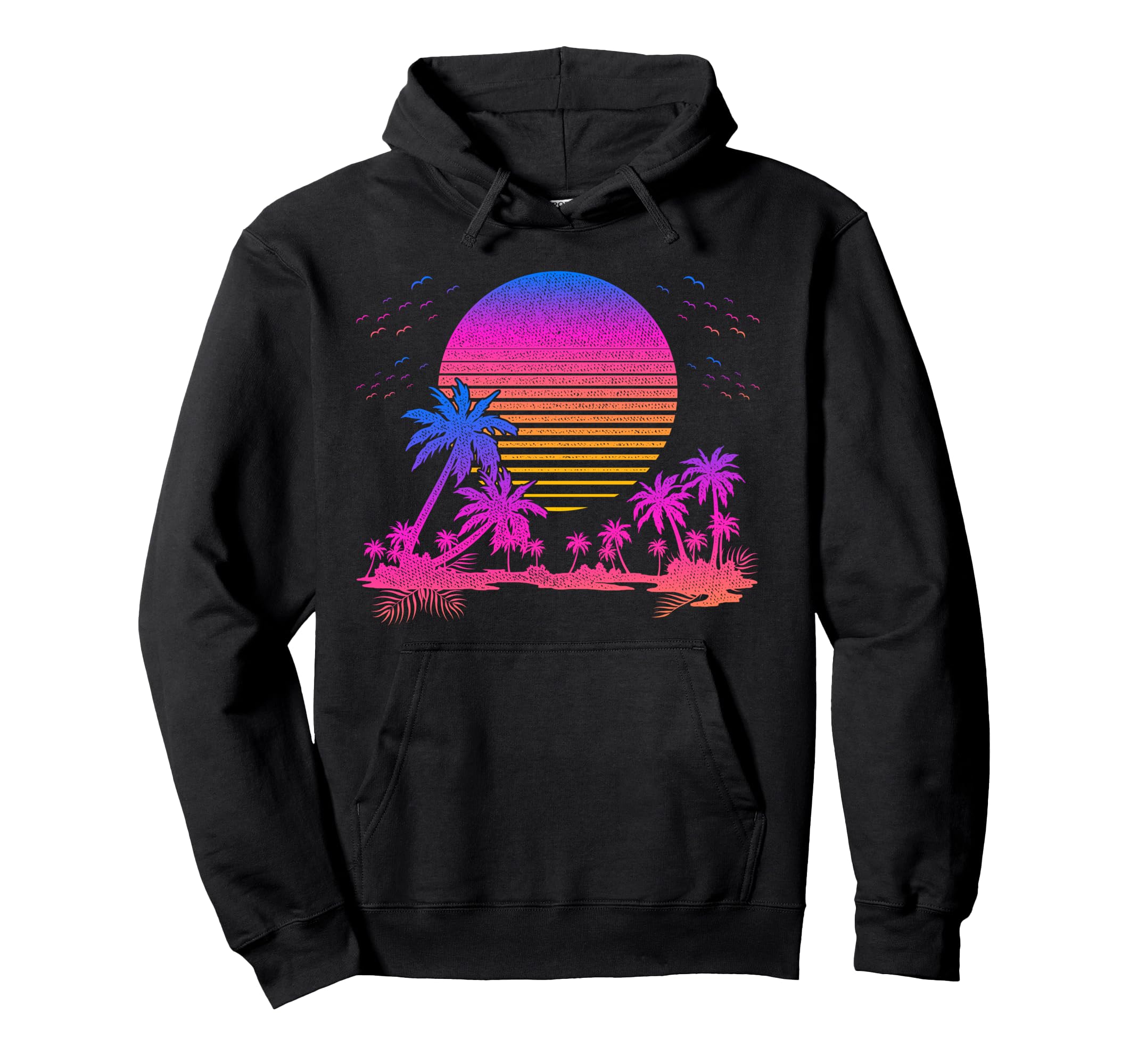 90S Vaporwave Art Palms 80S Hoodie - Fun Novelty Design for Adults - T-Shirt, Sweatshirt, Hoodie
