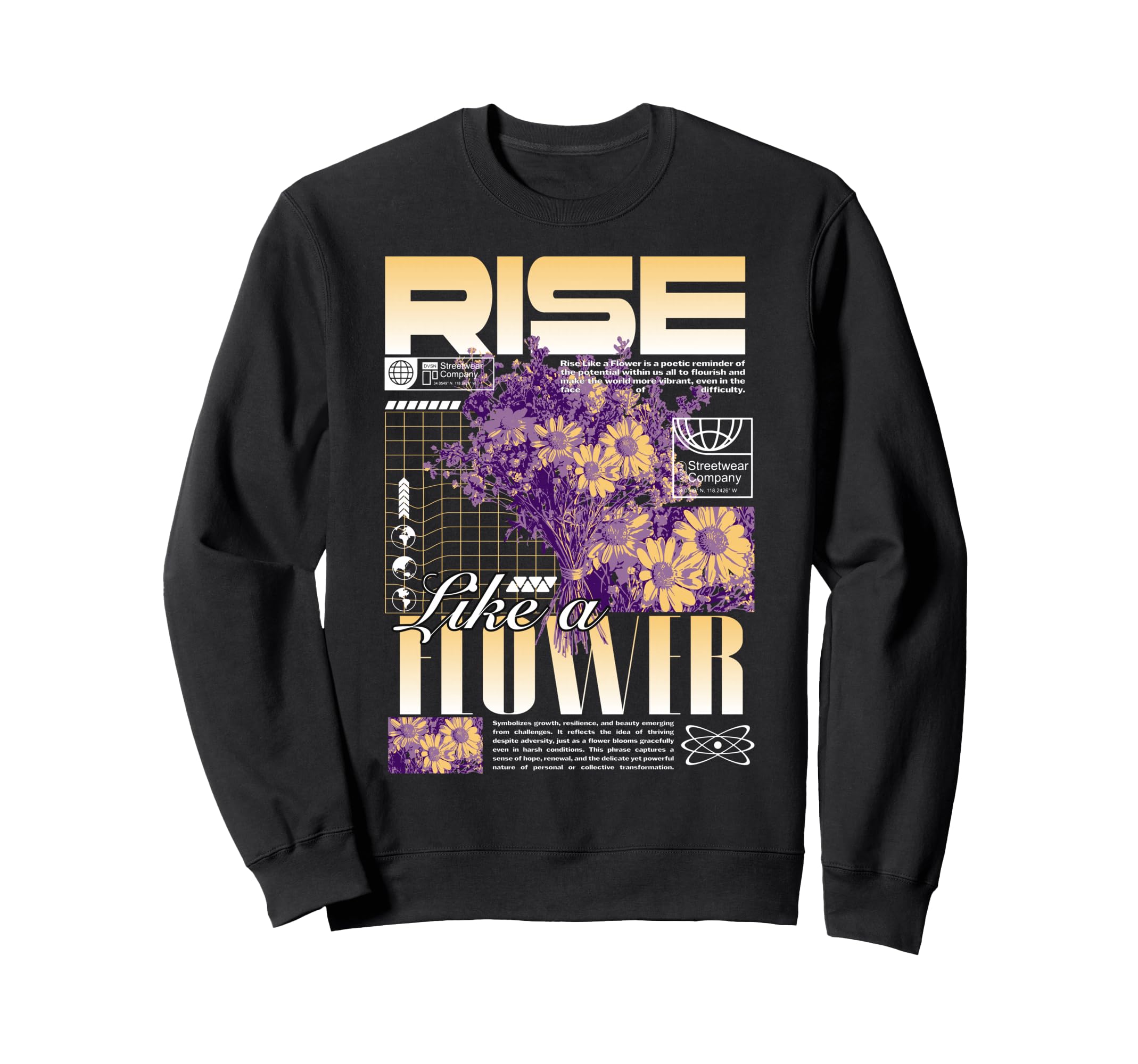 Y2K Flowers Bold Urban Graffiti Sweatshirt - Minimalist Print for Adults - T-Shirt, Sweatshirt, Hoodie