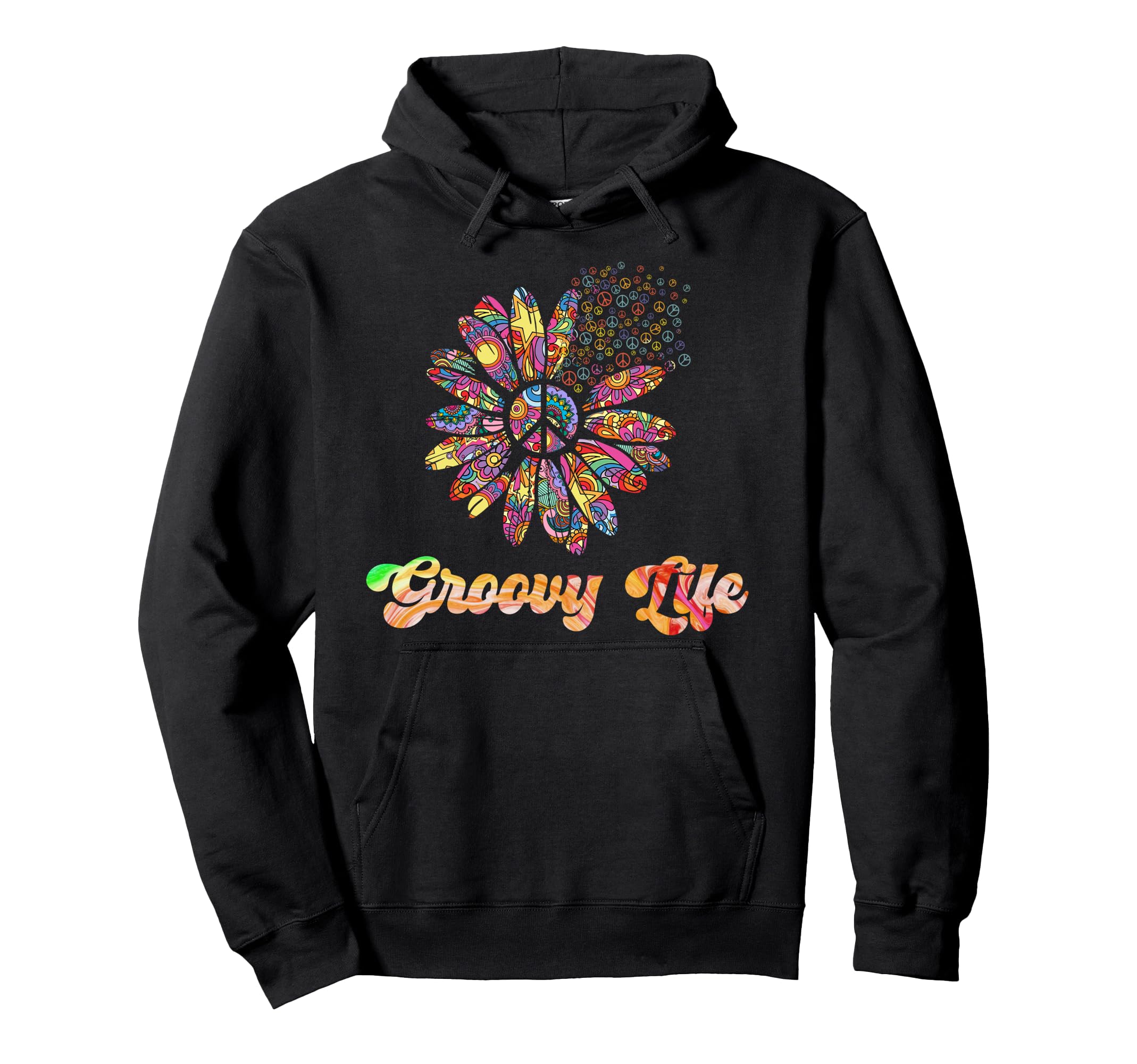 Hippie Groovy Life Flower Power Funny Hoodie - Custom Art Print Men Women - T-Shirt, Sweatshirt, Hoodie