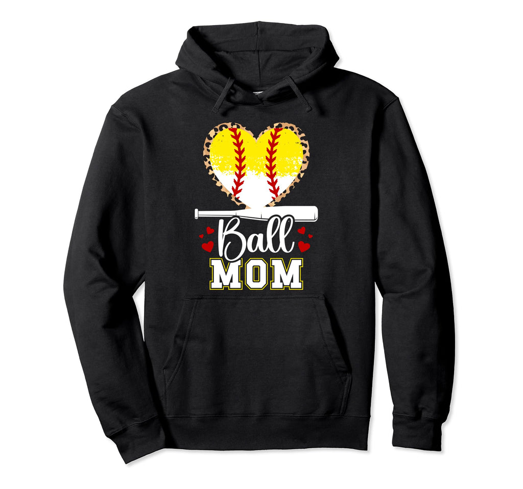 Ball Mom Baseball Softball Mom Proud Hoodie - Graphic Print for Adults - T-Shirt, Sweatshirt, Hoodie