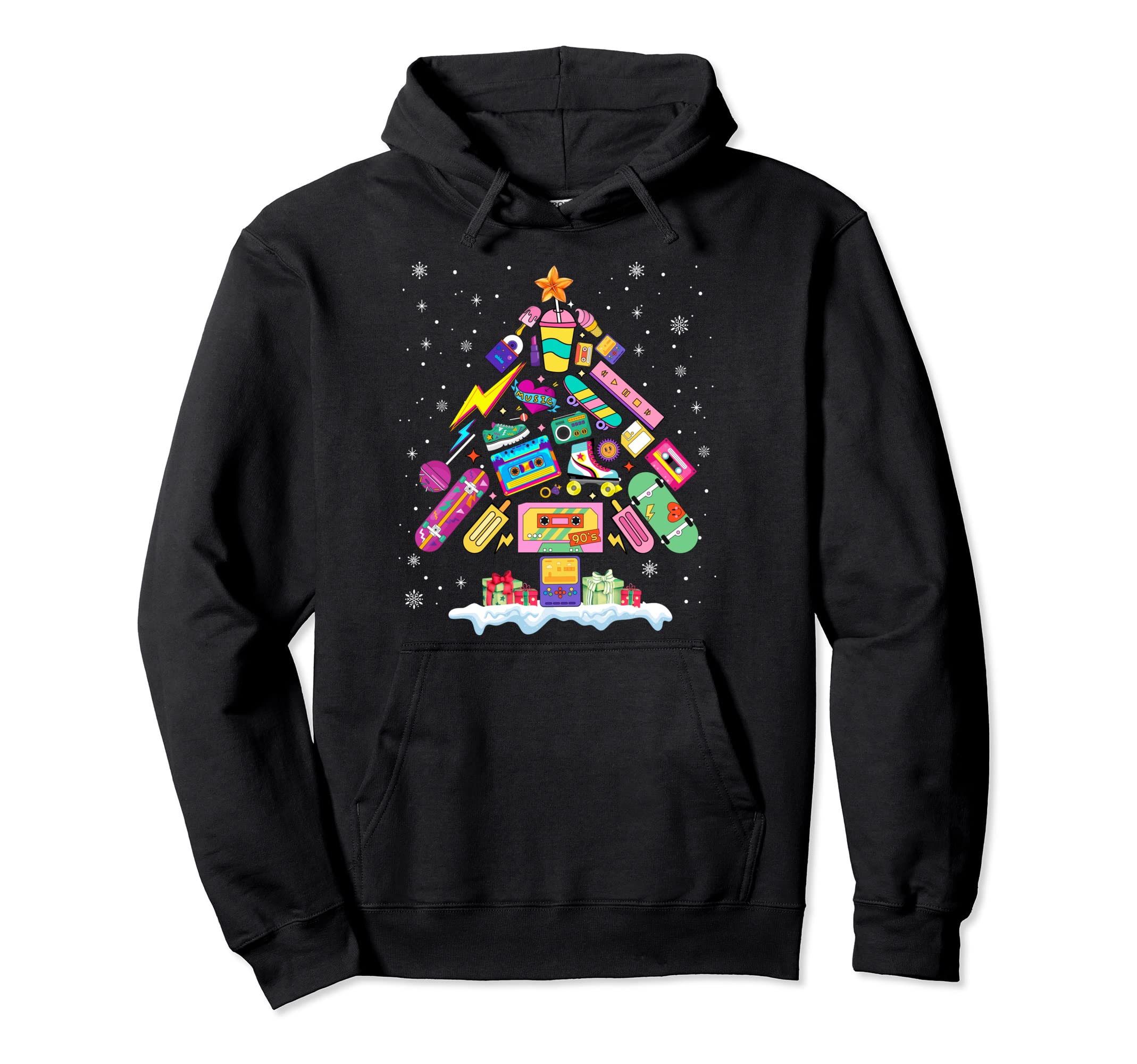 80S Tree Merry Music Cassette Tapes Hoodie - Casual Everyday Wear Men Women - T-Shirt, Sweatshirt, Hoodie