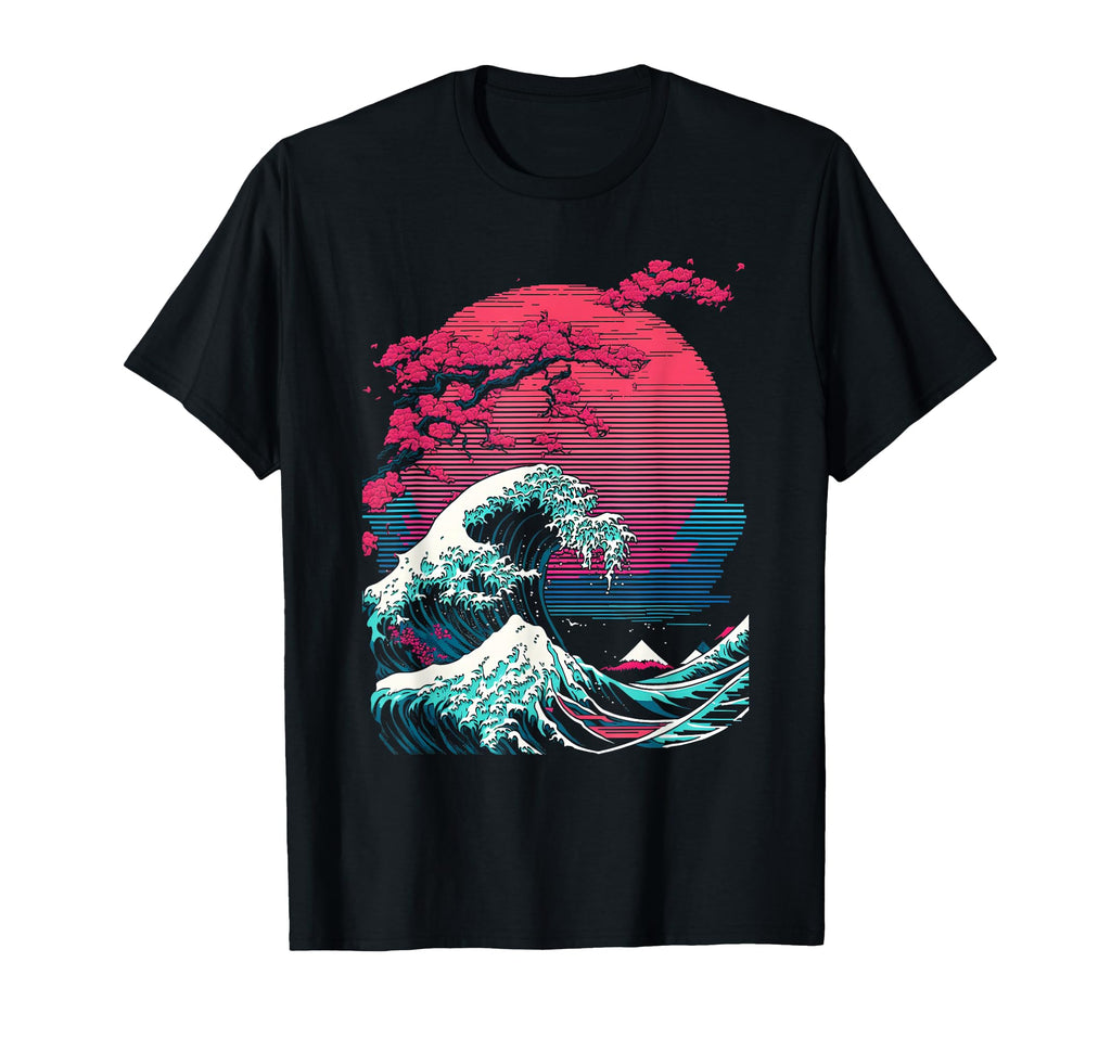 Great Wave Off Kanagawa Glitch T-Shirt - Novelty Apparel Men Women - T-Shirt, Sweatshirt, Hoodie