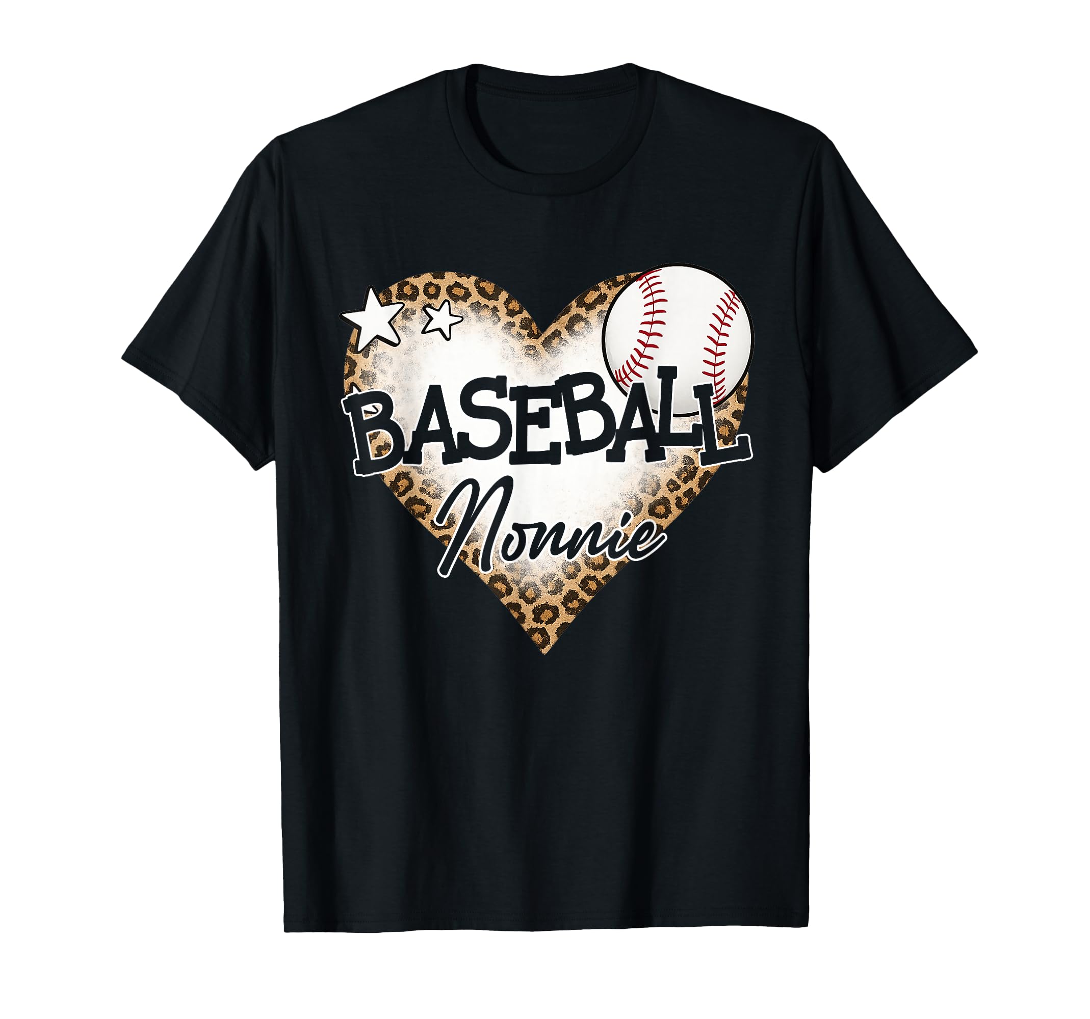 Baseball Nonnie Leopard Heart Baseball T-Shirt - Minimalist Print Unisex - T-Shirt, Sweatshirt, Hoodie