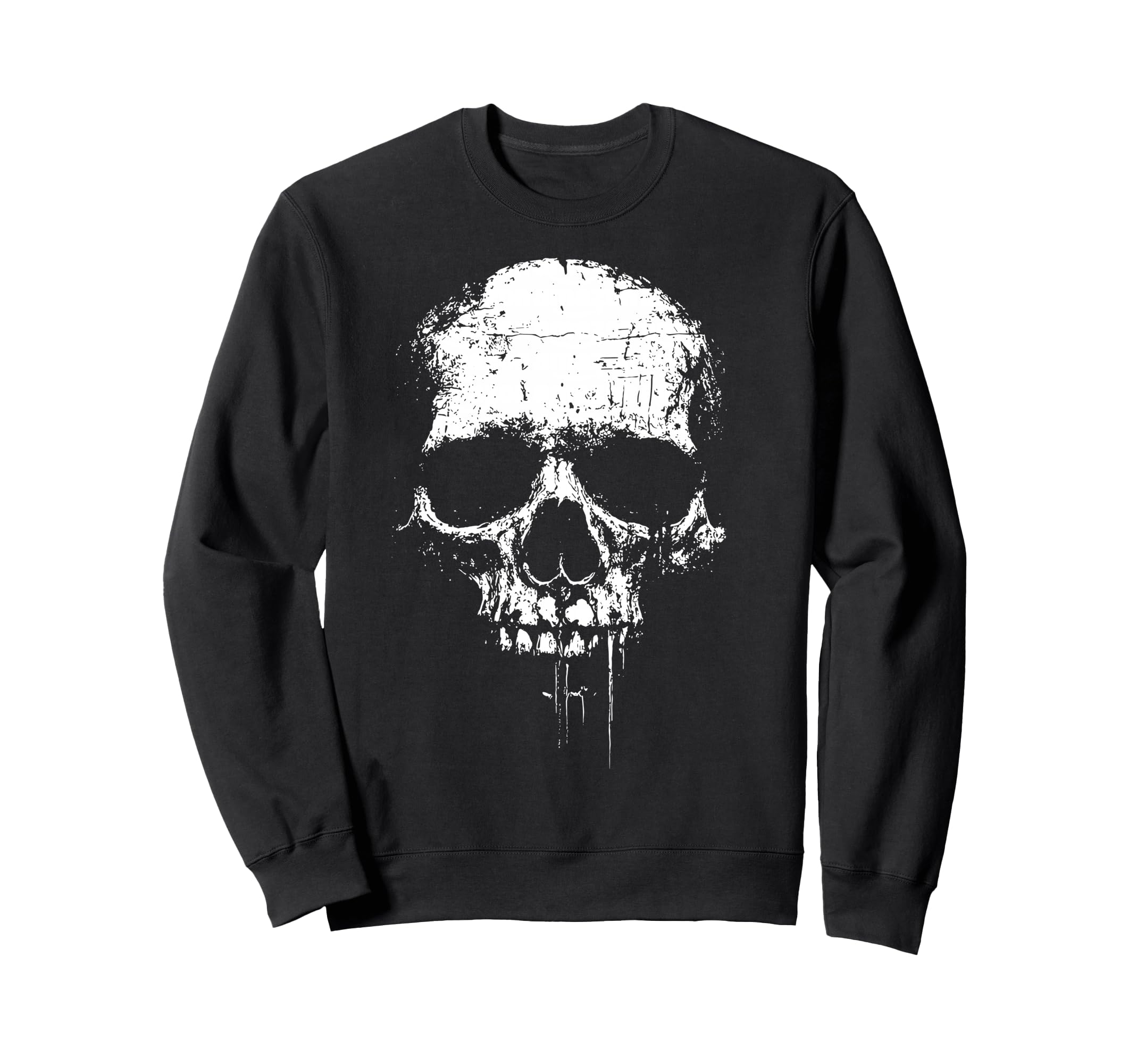 Skull Grunge Black White Art Sweatshirt - Unique Graphic Men Women - T-Shirt, Sweatshirt, Hoodie