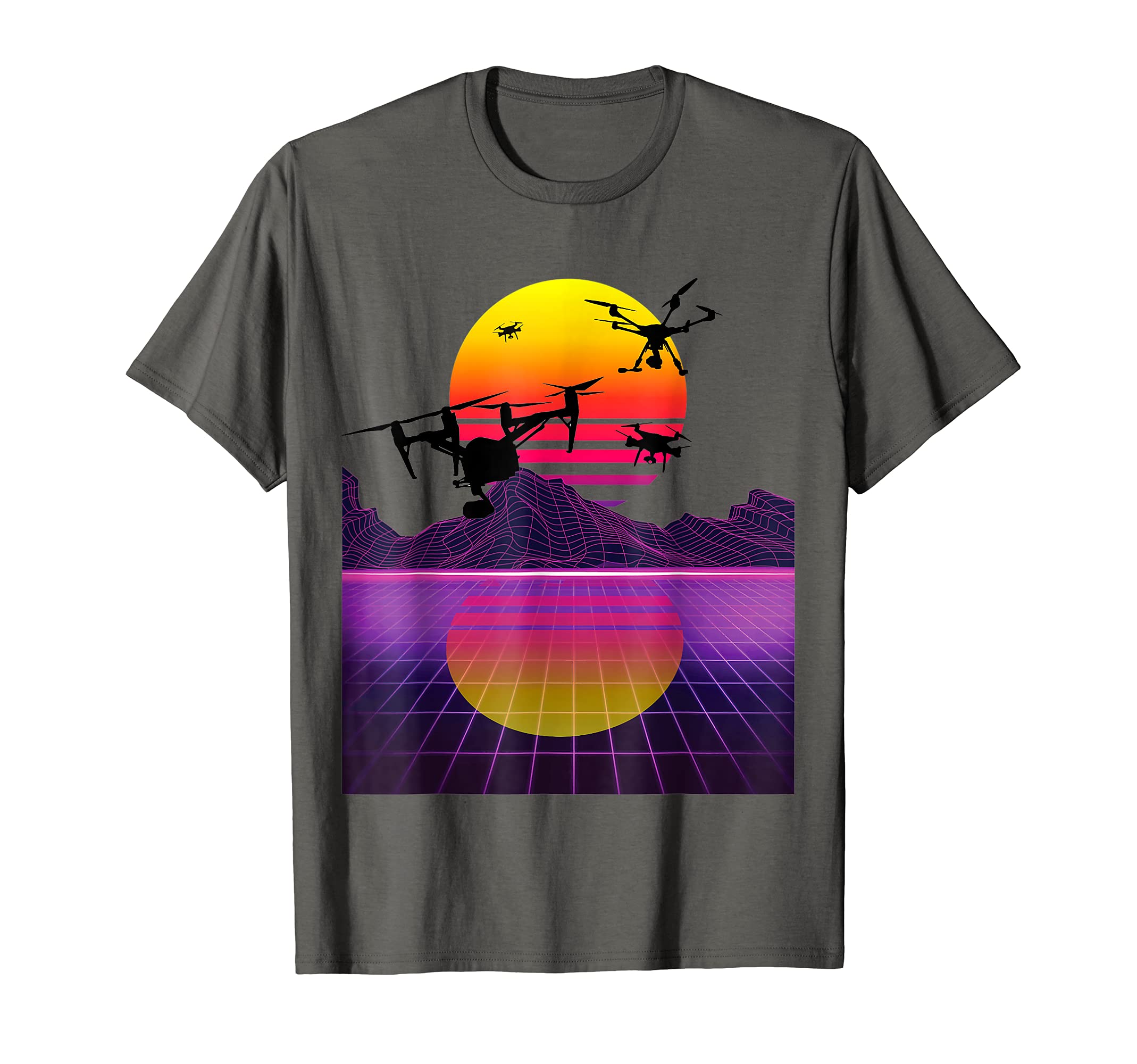 Funny Drone Pilots Outrun Synthwave T-Shirt - Aesthetic Graphic Men Women - T-Shirt, Sweatshirt, Hoodie