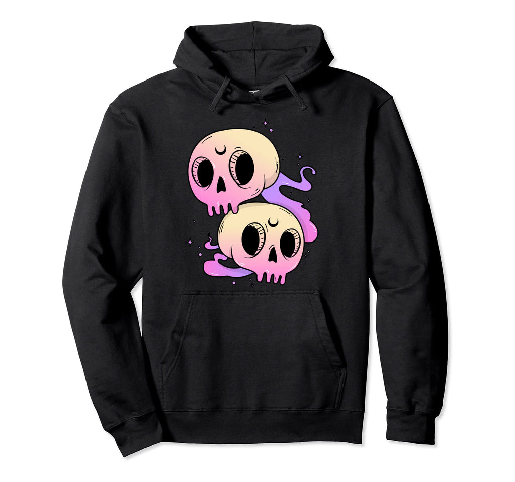 Pastel Goth Creepy Skulls Kawaii Goth Hoodie - Minimalist Print Men Women - T-Shirt, Sweatshirt, Hoodie