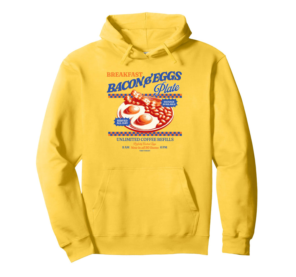 Bacon And Eggs Breakfast Diner Hoodie - Aesthetic Graphic Men Women - T-Shirt, Sweatshirt, Hoodie