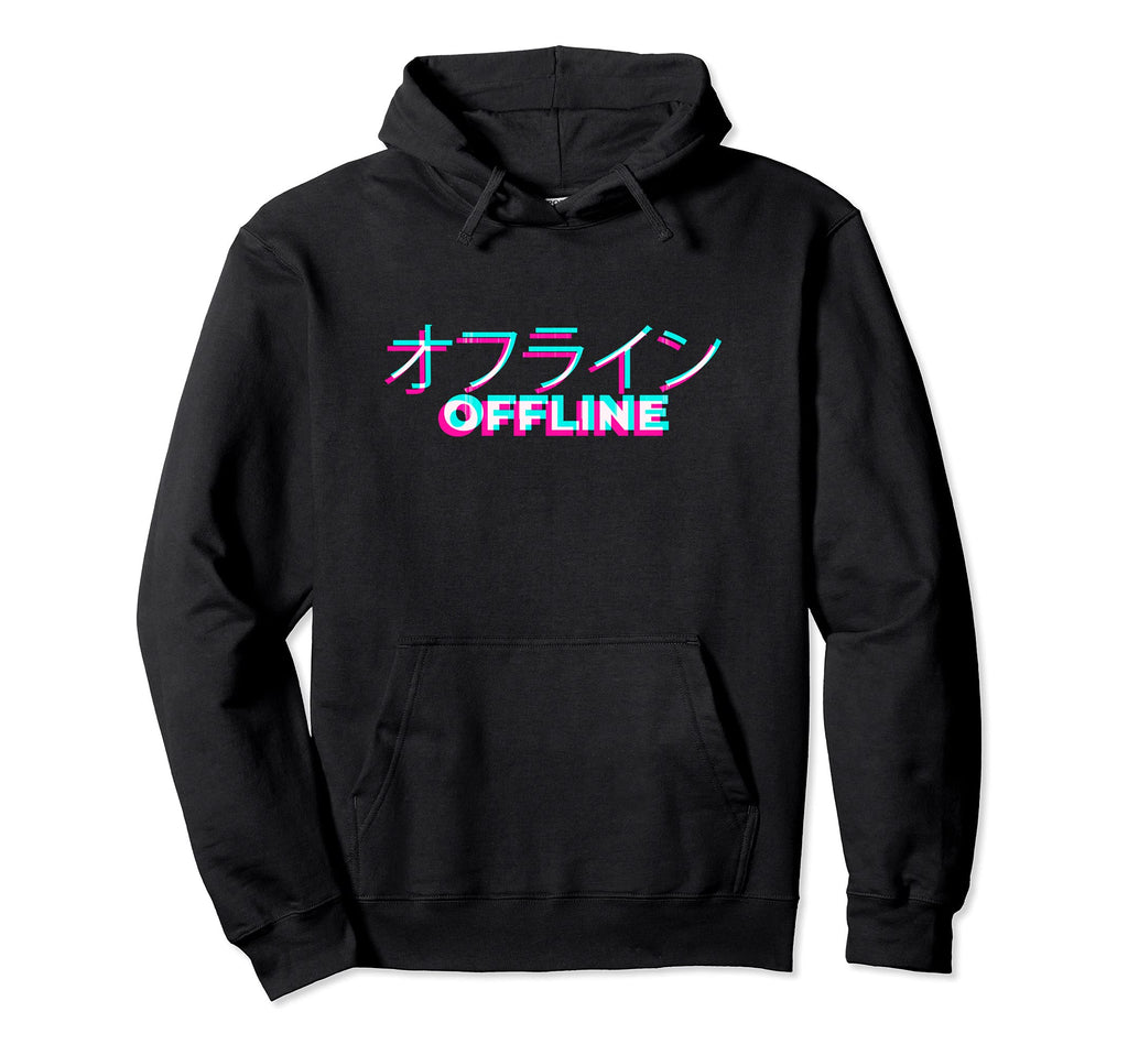 Japanese 90S Synthwave Glitch Offline Hoodie - Novelty Apparel Unisex - T-Shirt, Sweatshirt, Hoodie