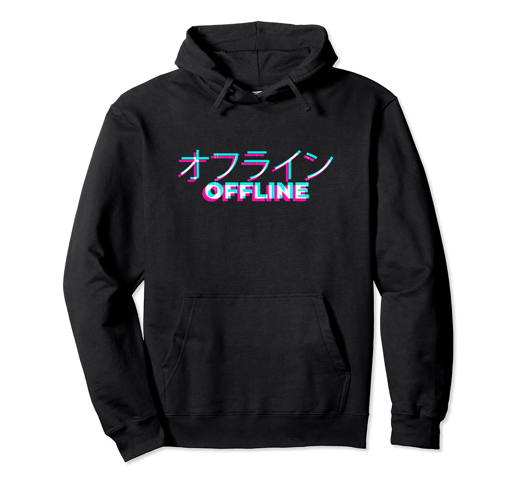 Japanese 90S Synthwave Glitch Offline Hoodie - Novelty Apparel Unisex - T-Shirt, Sweatshirt, Hoodie