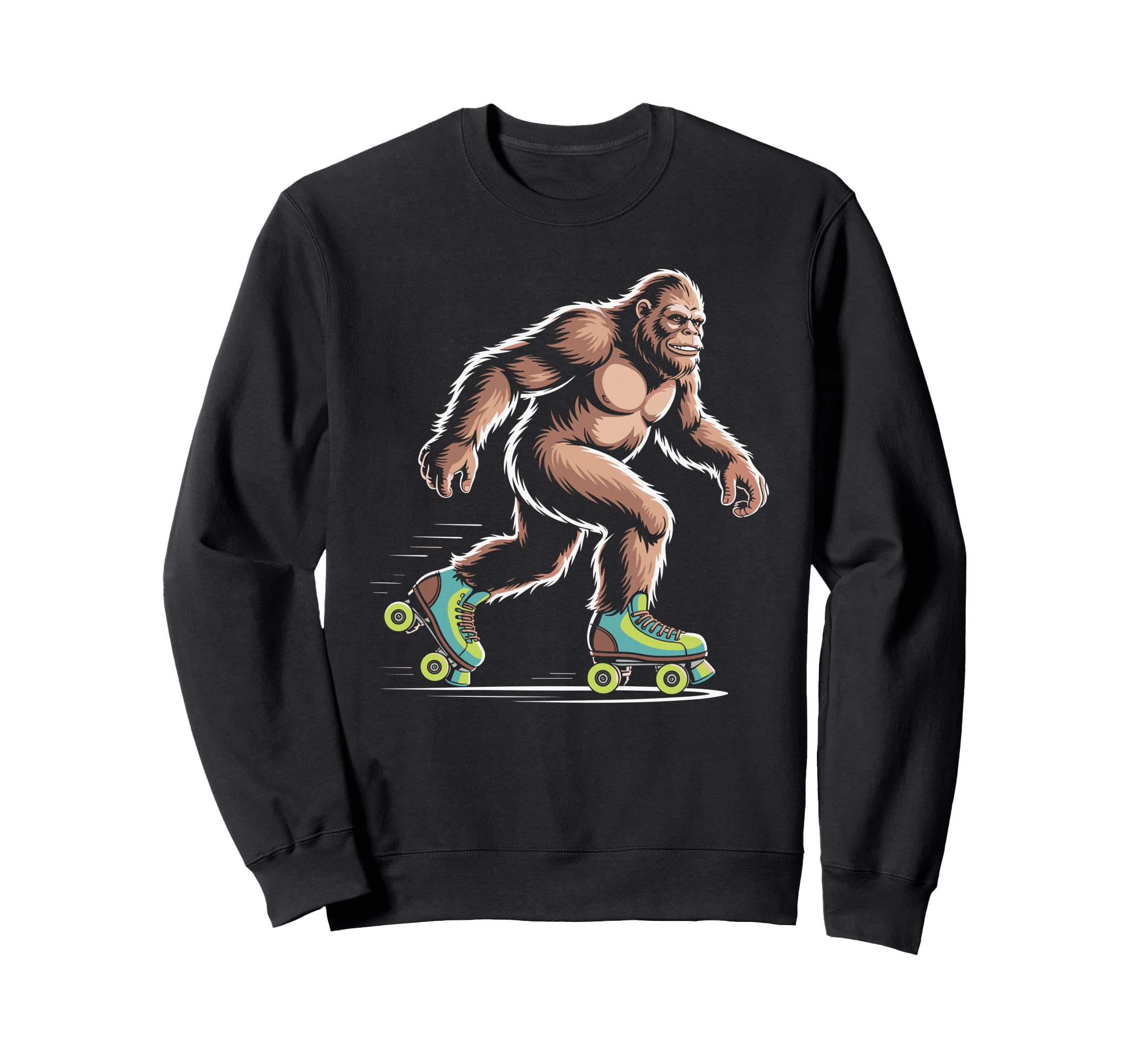 Roller Skating Bigfoot Funny Sweatshirt - Minimalist Print for Adults - T-Shirt, Sweatshirt, Hoodie