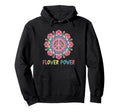 Flower Power Peace Sign Boho Hippie Hoodie - Fun Novelty Design for Adults - T-Shirt, Sweatshirt, Hoodie