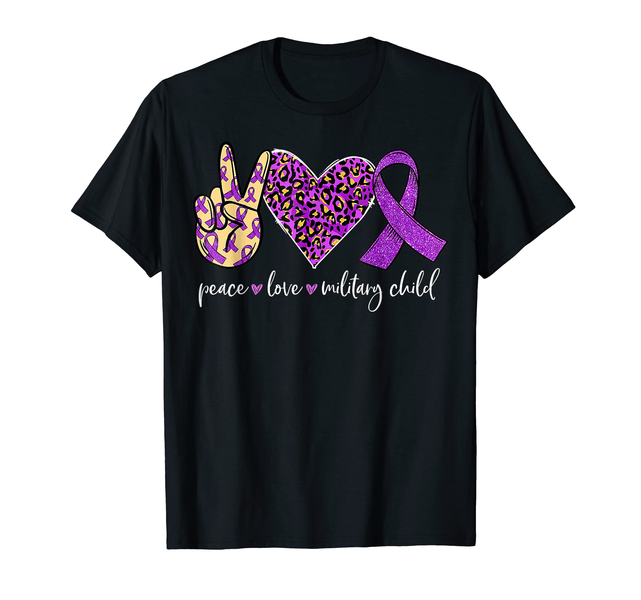 Purple Up Peace Love Military Child T-Shirt - Minimalist Print Men Women - T-Shirt, Sweatshirt, Hoodie