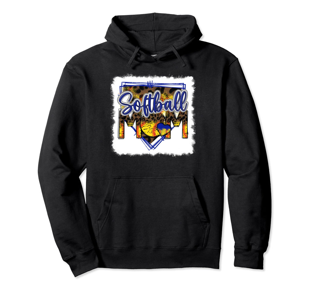 Bleached Softball Mom Leopard Hoodie - Casual Everyday Wear Men Women - T-Shirt, Sweatshirt, Hoodie