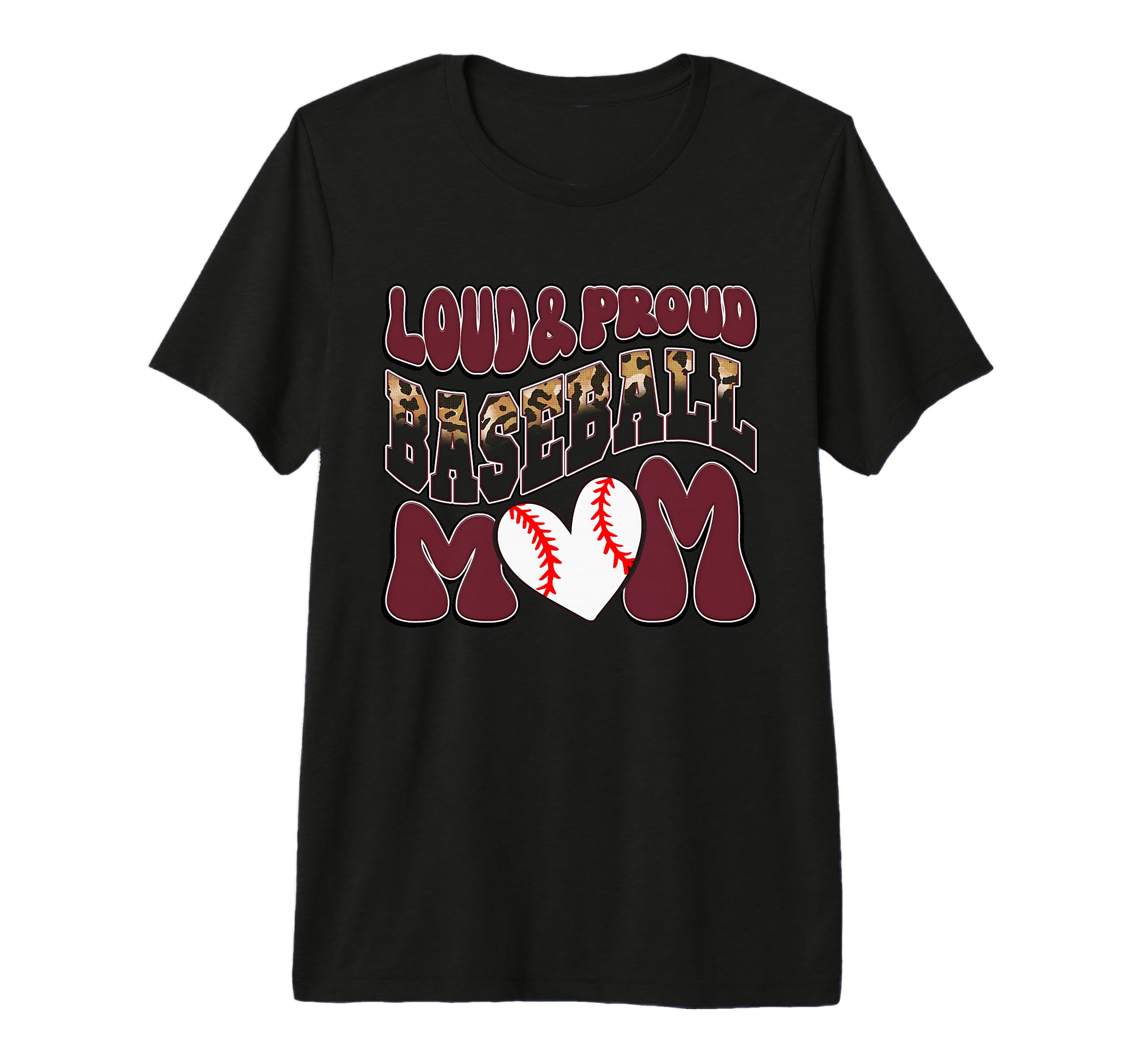 Loud Proud Baseball Mom Maroon Team T-Shirt - Trendy Graphic Men Women - T-Shirt, Sweatshirt, Hoodie