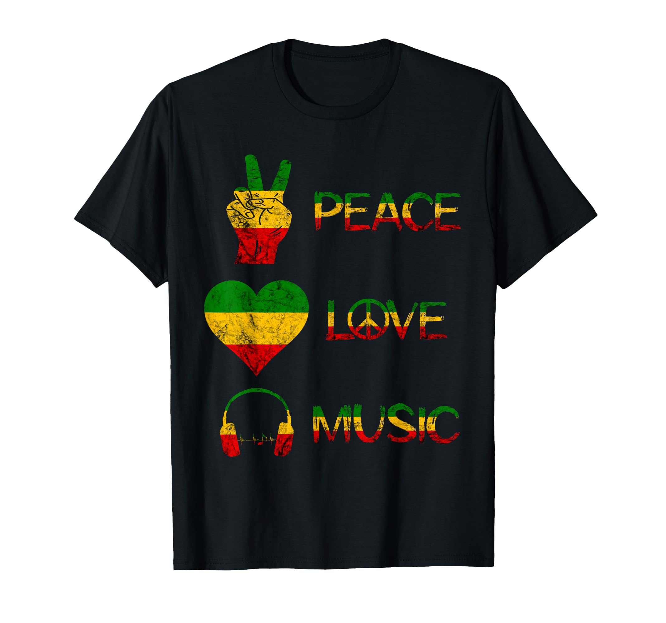 Love Peace Music Rasta Reggae Rastafari T-Shirt - Custom Art Print Unisex - T-Shirt, Sweatshirt, Hoodie