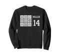 Miller 14 Baseball Mom Name Sweatshirt - Casual Everyday Wear for Adults - T-Shirt, Sweatshirt, Hoodie