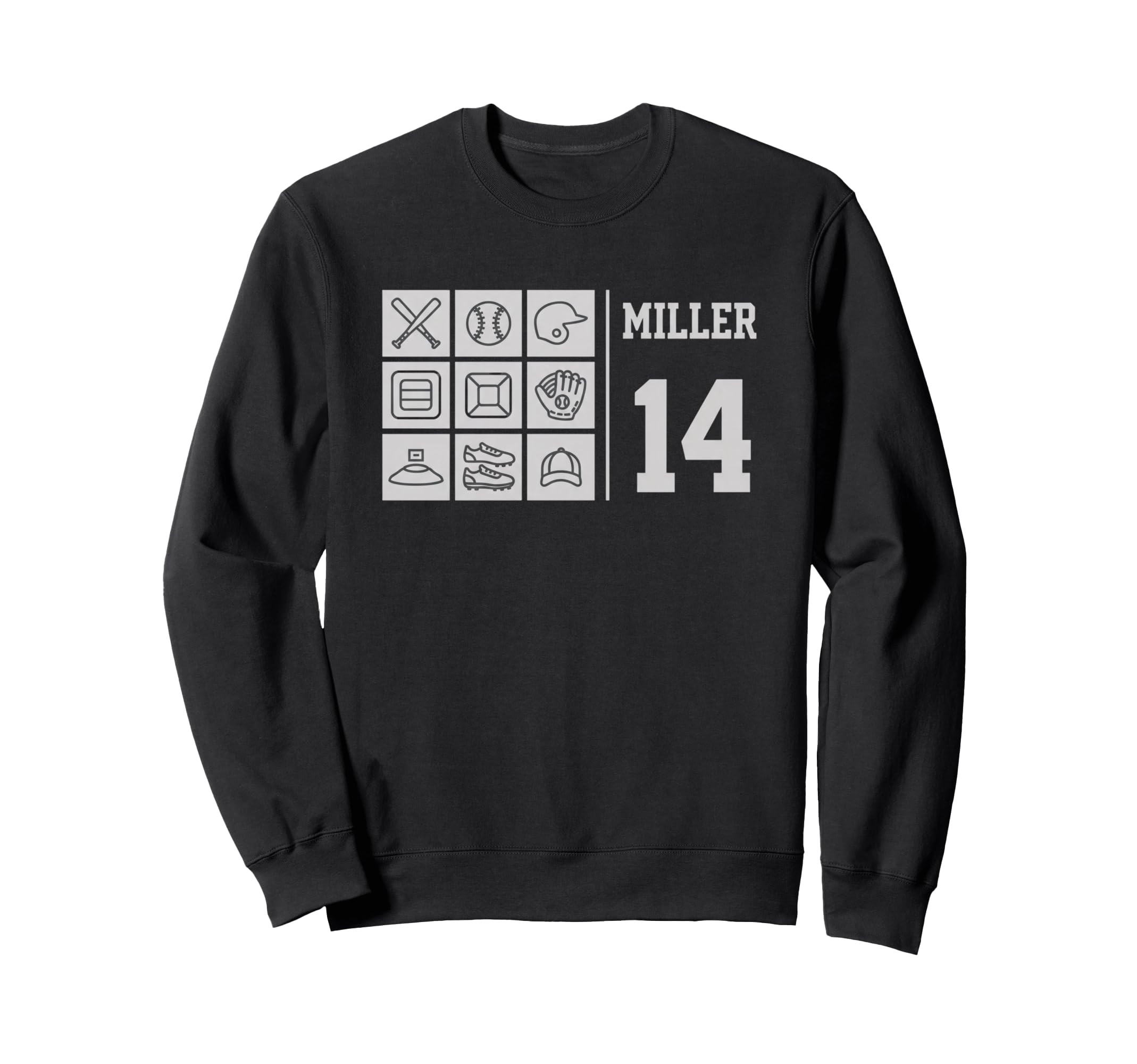 Miller 14 Baseball Mom Name Sweatshirt - Casual Everyday Wear for Adults - T-Shirt, Sweatshirt, Hoodie