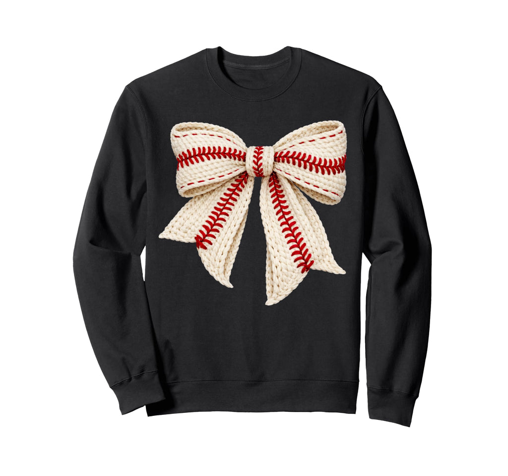 Baseball Coquette Bow Yarn Game Day Team Sweatshirt - Graphic Print Unisex - T-Shirt, Sweatshirt, Hoodie